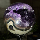 Extra Plus Druzy Amethyst Sphere on a Metal Stand, 4.3 lbs & 9.1" Tall #5630-0064 - Brazil GemsBrazil GemsExtra Plus Druzy Amethyst Sphere on a Metal Stand, 4.3 lbs & 9.1" Tall #5630-0064Spheres5630-0064