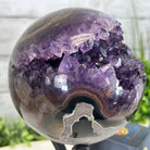 Extra Plus Druzy Amethyst Sphere on a Metal Stand, 4.3 lbs & 9.1" Tall #5630-0064 - Brazil GemsBrazil GemsExtra Plus Druzy Amethyst Sphere on a Metal Stand, 4.3 lbs & 9.1" Tall #5630-0064Spheres5630-0064