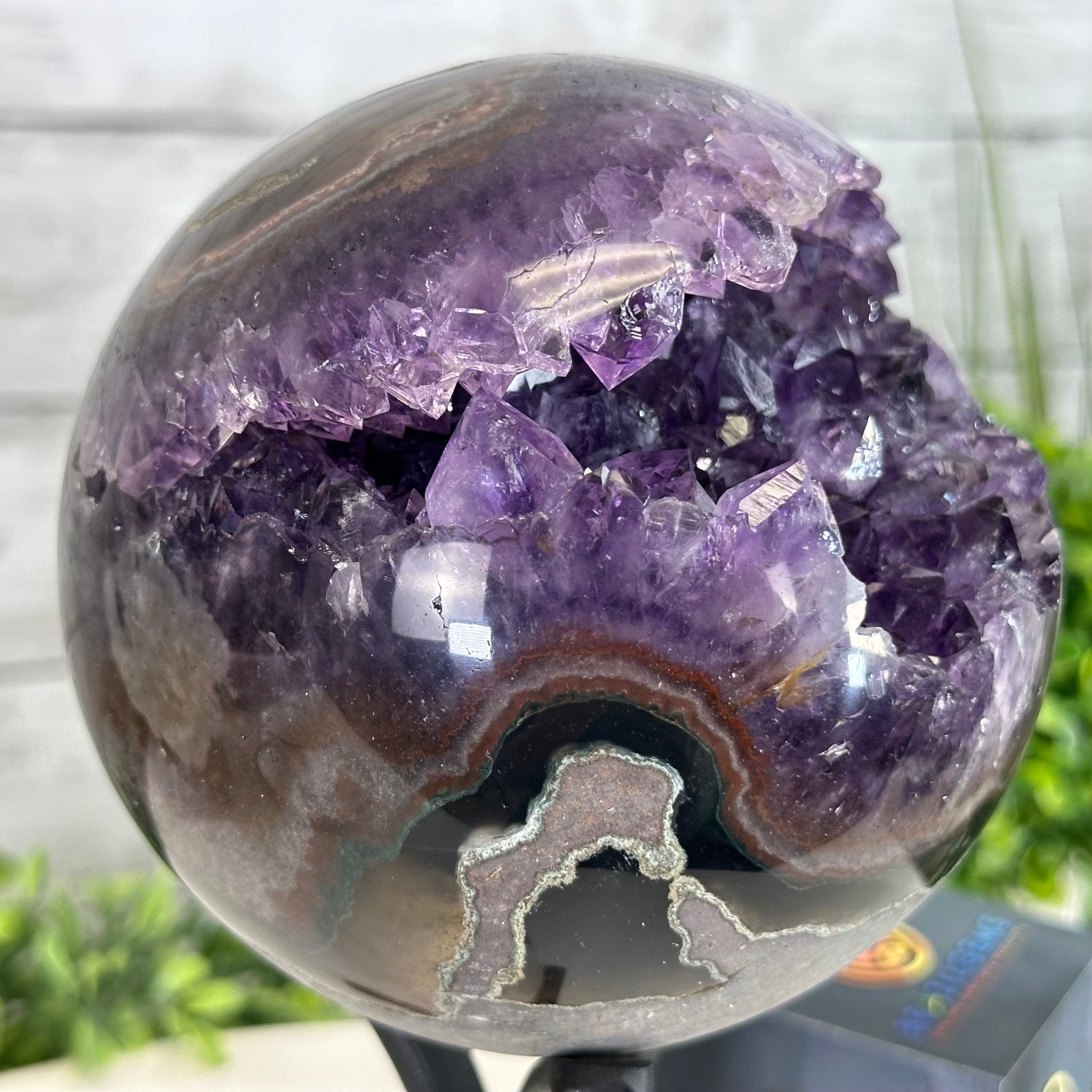 Extra Plus Druzy Amethyst Sphere on a Metal Stand, 4.3 lbs & 9.1" Tall #5630-0064 - Brazil GemsBrazil GemsExtra Plus Druzy Amethyst Sphere on a Metal Stand, 4.3 lbs & 9.1" Tall #5630-0064Spheres5630-0064