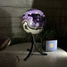 Extra Plus Druzy Amethyst Sphere on a Metal Stand, 4.3 lbs & 9.1" Tall #5630-0064 - Brazil GemsBrazil GemsExtra Plus Druzy Amethyst Sphere on a Metal Stand, 4.3 lbs & 9.1" Tall #5630-0064Spheres5630-0064