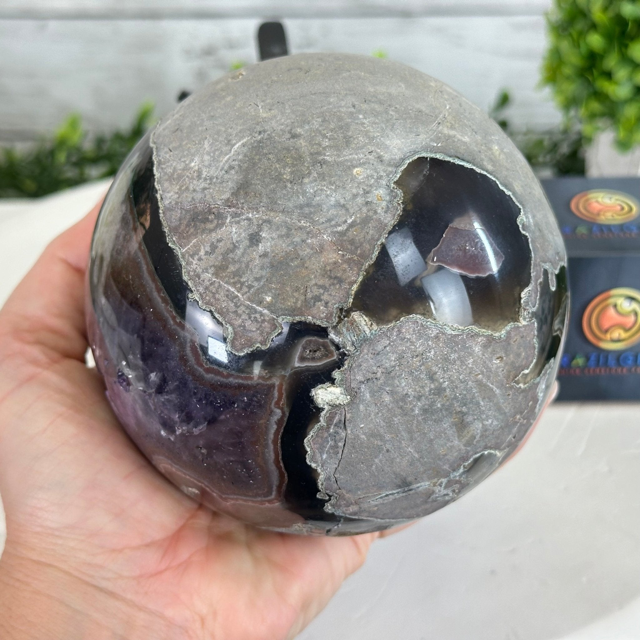 Extra Plus Druzy Amethyst Sphere on a Metal Stand, 4.3 lbs & 9.1" Tall #5630-0064 - Brazil GemsBrazil GemsExtra Plus Druzy Amethyst Sphere on a Metal Stand, 4.3 lbs & 9.1" Tall #5630-0064Spheres5630-0064