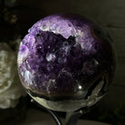 Extra Plus Druzy Amethyst Sphere on a Metal Stand, 4.3 lbs & 9.1" Tall #5630-0064 - Brazil GemsBrazil GemsExtra Plus Druzy Amethyst Sphere on a Metal Stand, 4.3 lbs & 9.1" Tall #5630-0064Spheres5630-0064