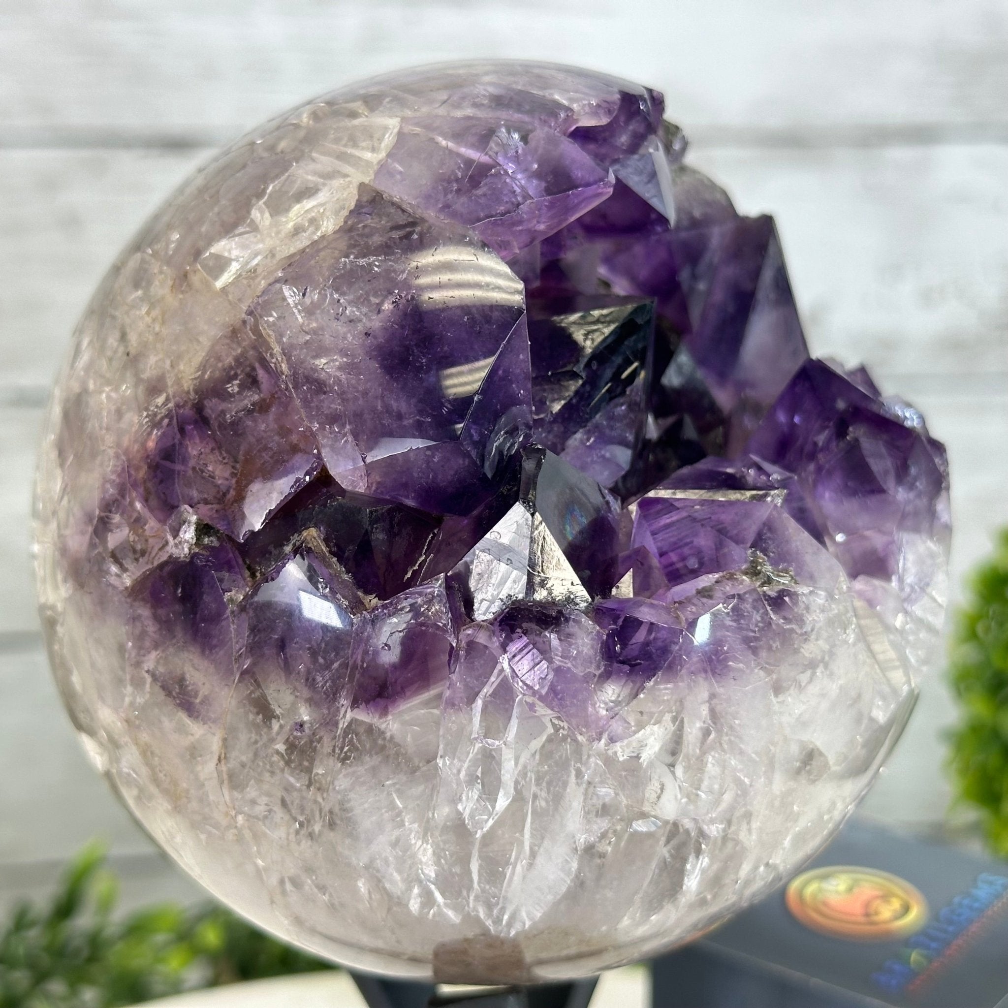 Extra Plus Druzy Amethyst Sphere on a Metal Stand, 4.4 lbs & 9" Tall #5630-0065 - Brazil GemsBrazil GemsExtra Plus Druzy Amethyst Sphere on a Metal Stand, 4.4 lbs & 9" Tall #5630-0065Spheres5630-0065