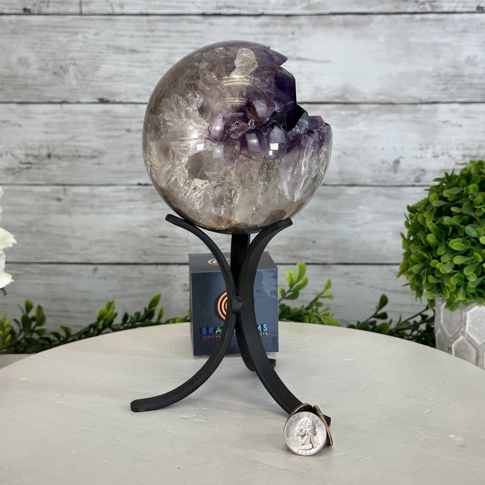Extra Plus Druzy Amethyst Sphere on a Metal Stand, 4.4 lbs & 9" Tall #5630-0065 - Brazil GemsBrazil GemsExtra Plus Druzy Amethyst Sphere on a Metal Stand, 4.4 lbs & 9" Tall #5630-0065Spheres5630-0065