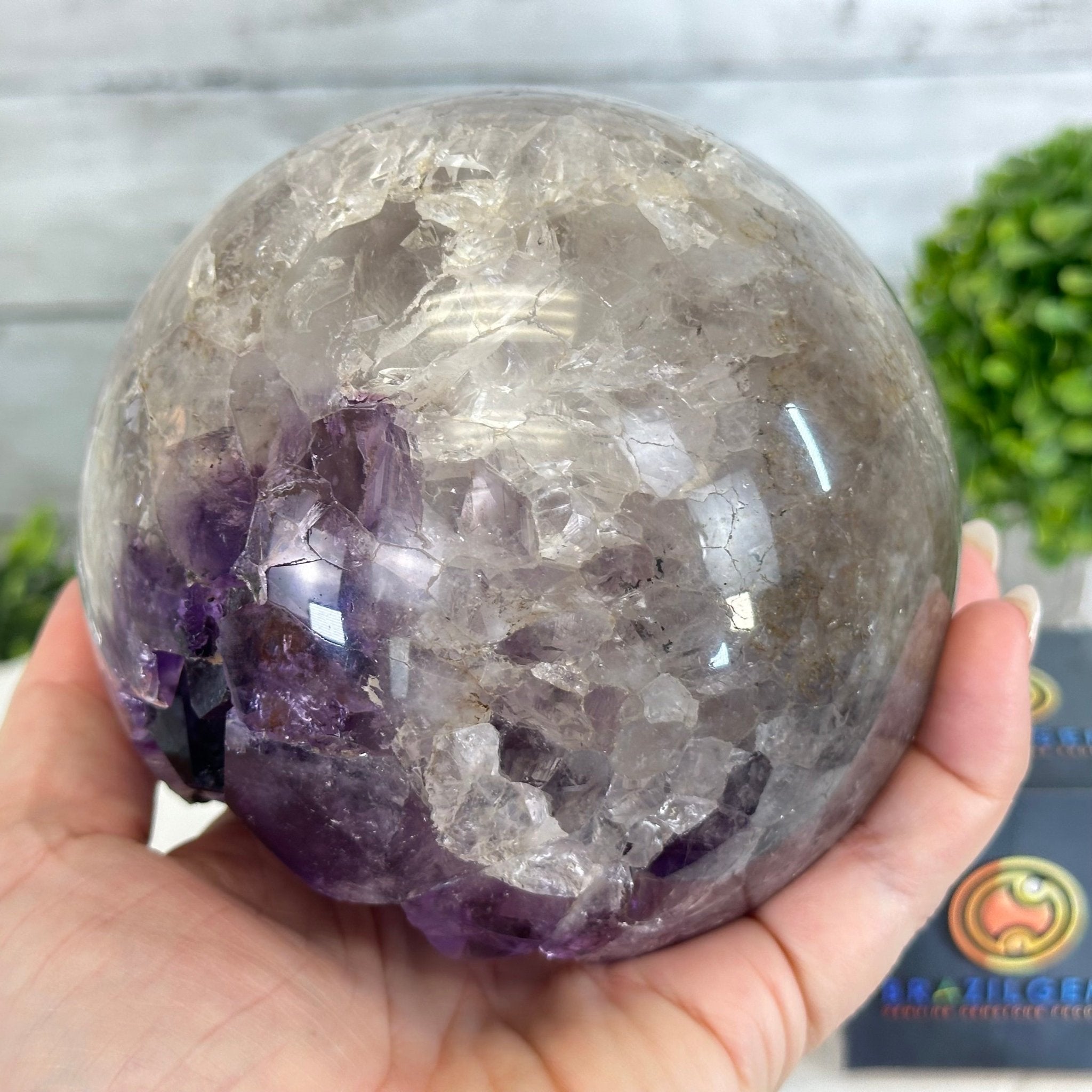 Extra Plus Druzy Amethyst Sphere on a Metal Stand, 4.4 lbs & 9" Tall #5630-0065 - Brazil GemsBrazil GemsExtra Plus Druzy Amethyst Sphere on a Metal Stand, 4.4 lbs & 9" Tall #5630-0065Spheres5630-0065