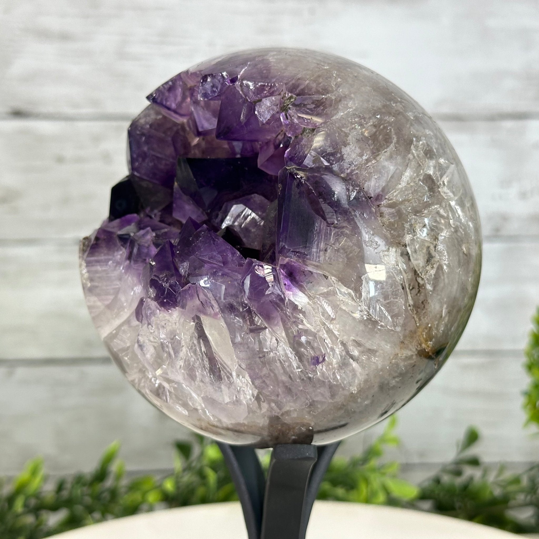 Extra Plus Druzy Amethyst Sphere on a Metal Stand, 4.4 lbs & 9" Tall #5630-0065 - Brazil GemsBrazil GemsExtra Plus Druzy Amethyst Sphere on a Metal Stand, 4.4 lbs & 9" Tall #5630-0065Spheres5630-0065