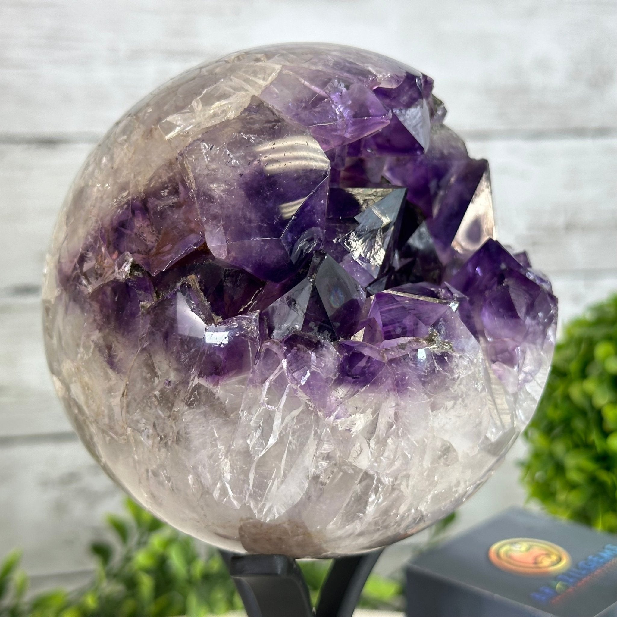 Extra Plus Druzy Amethyst Sphere on a Metal Stand, 4.4 lbs & 9" Tall #5630-0065 - Brazil GemsBrazil GemsExtra Plus Druzy Amethyst Sphere on a Metal Stand, 4.4 lbs & 9" Tall #5630-0065Spheres5630-0065
