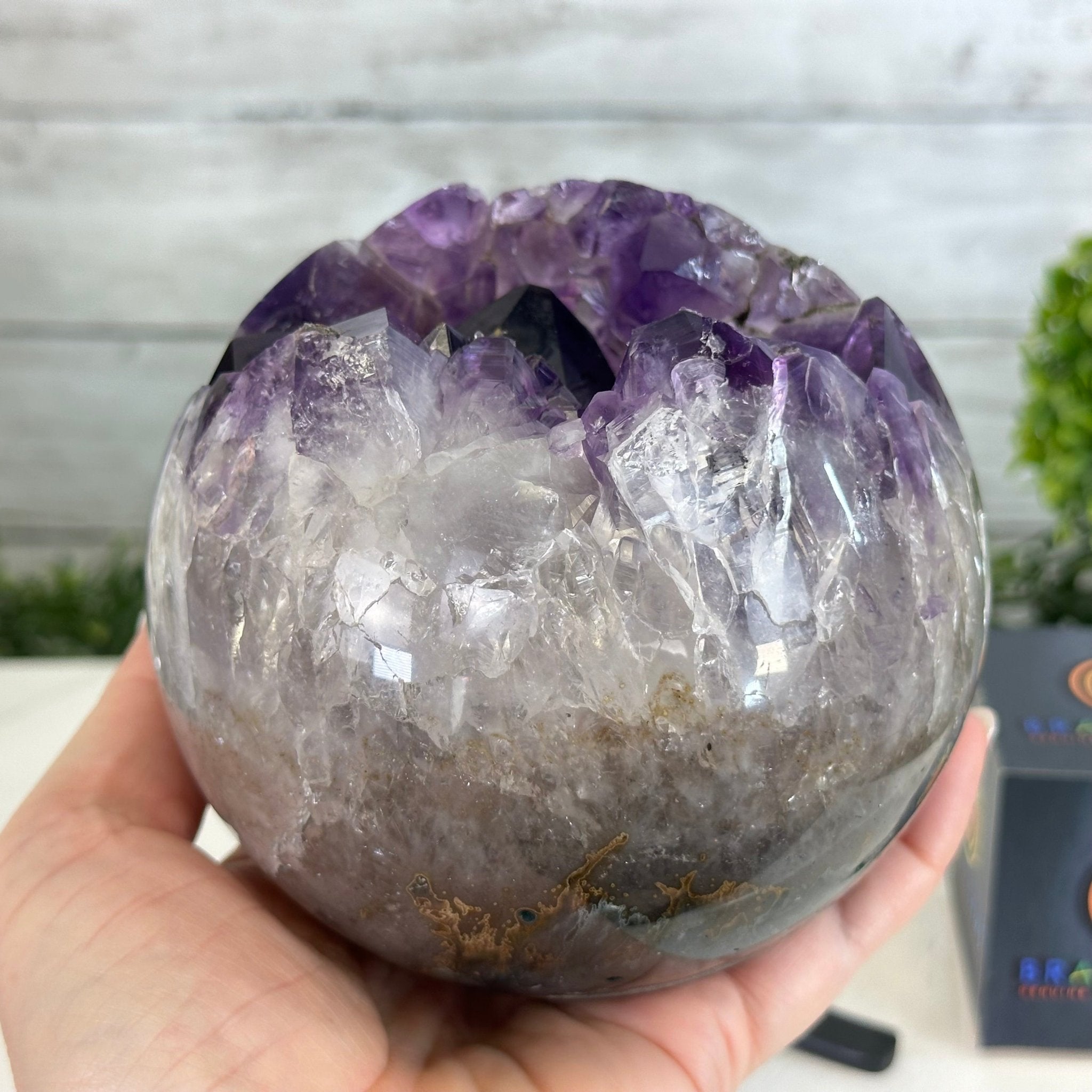 Extra Plus Druzy Amethyst Sphere on a Metal Stand, 4.4 lbs & 9" Tall #5630-0065 - Brazil GemsBrazil GemsExtra Plus Druzy Amethyst Sphere on a Metal Stand, 4.4 lbs & 9" Tall #5630-0065Spheres5630-0065