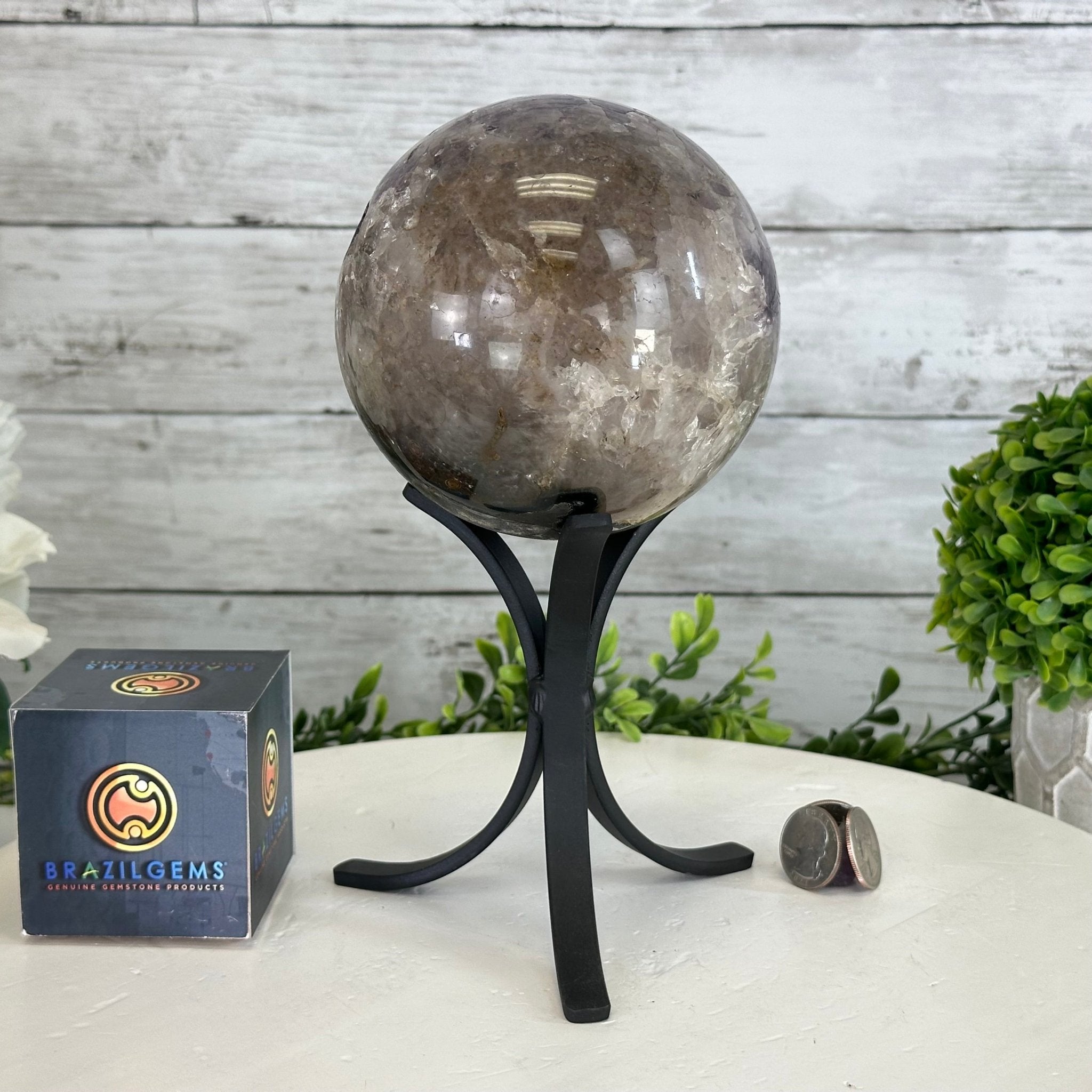 Extra Plus Druzy Amethyst Sphere on a Metal Stand, 4.4 lbs & 9" Tall #5630-0065 - Brazil GemsBrazil GemsExtra Plus Druzy Amethyst Sphere on a Metal Stand, 4.4 lbs & 9" Tall #5630-0065Spheres5630-0065