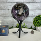 Extra Plus Druzy Amethyst Sphere on a Metal Stand, 6.7 lbs & 9.9" Tall #5630-0067 - Brazil GemsBrazil GemsExtra Plus Druzy Amethyst Sphere on a Metal Stand, 6.7 lbs & 9.9" Tall #5630-0067Spheres5630-0067