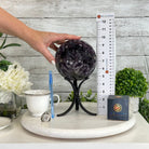 Extra Plus Druzy Amethyst Sphere on a Metal Stand, 6.7 lbs & 9.9" Tall #5630-0067 - Brazil GemsBrazil GemsExtra Plus Druzy Amethyst Sphere on a Metal Stand, 6.7 lbs & 9.9" Tall #5630-0067Spheres5630-0067