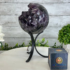 Extra Plus Druzy Amethyst Sphere on a Metal Stand, 6.7 lbs & 9.9" Tall #5630-0067 - Brazil GemsBrazil GemsExtra Plus Druzy Amethyst Sphere on a Metal Stand, 6.7 lbs & 9.9" Tall #5630-0067Spheres5630-0067