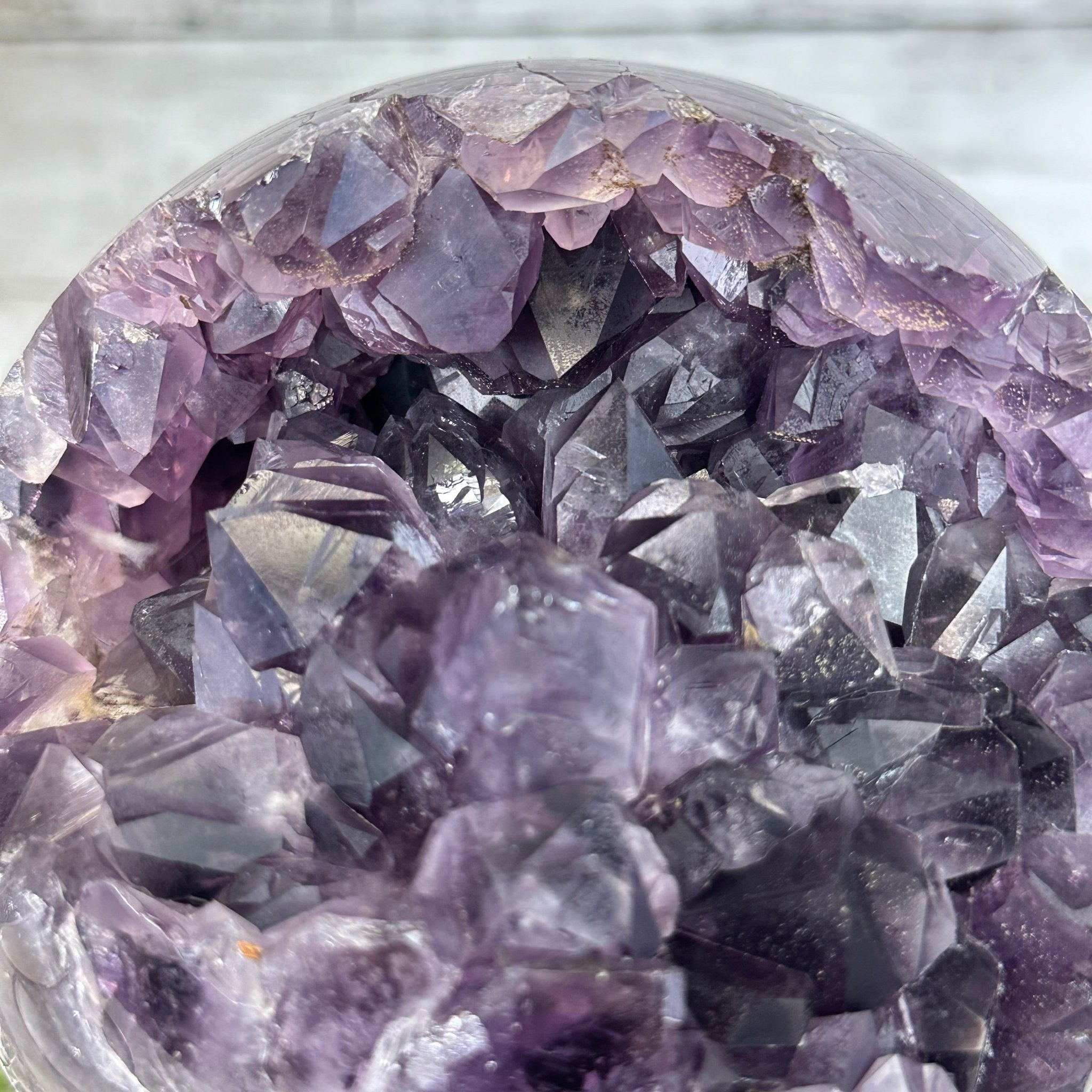 Extra Plus Druzy Amethyst Sphere on a Metal Stand, 6.7 lbs & 9.9" Tall #5630-0067 - Brazil GemsBrazil GemsExtra Plus Druzy Amethyst Sphere on a Metal Stand, 6.7 lbs & 9.9" Tall #5630-0067Spheres5630-0067