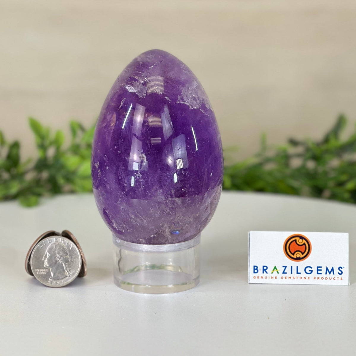 Extra Plus Polished Amethyst Egg w/ Acrylic Stand, 4.4” Tall #3995AM - 004 - Brazil GemsBrazil GemsExtra Plus Polished Amethyst Egg w/ Acrylic Stand, 4.4” Tall #3995AM - 004Freeform & Unique Shapes3995AM - 004