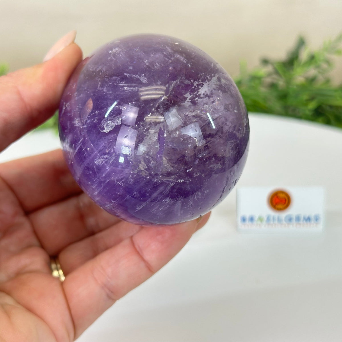 Extra Plus Polished Amethyst Egg w/ Acrylic Stand, 4.4” Tall #3995AM - 004 - Brazil GemsBrazil GemsExtra Plus Polished Amethyst Egg w/ Acrylic Stand, 4.4” Tall #3995AM - 004Freeform & Unique Shapes3995AM - 004