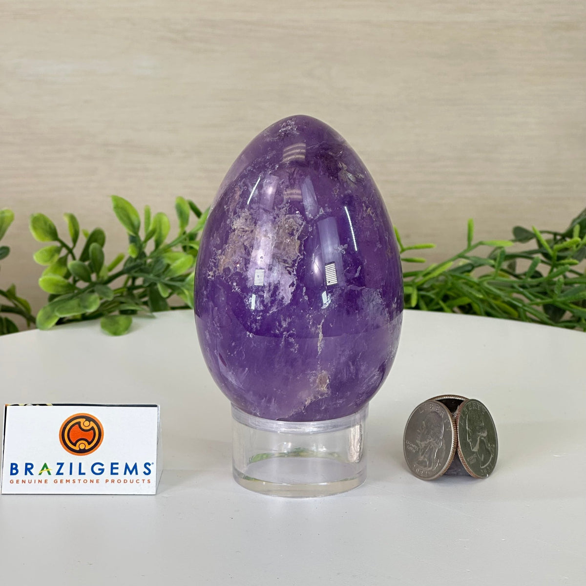 Extra Plus Polished Amethyst Egg w/ Acrylic Stand, 4.4” Tall #3995AM - 004 - Brazil GemsBrazil GemsExtra Plus Polished Amethyst Egg w/ Acrylic Stand, 4.4” Tall #3995AM - 004Freeform & Unique Shapes3995AM - 004
