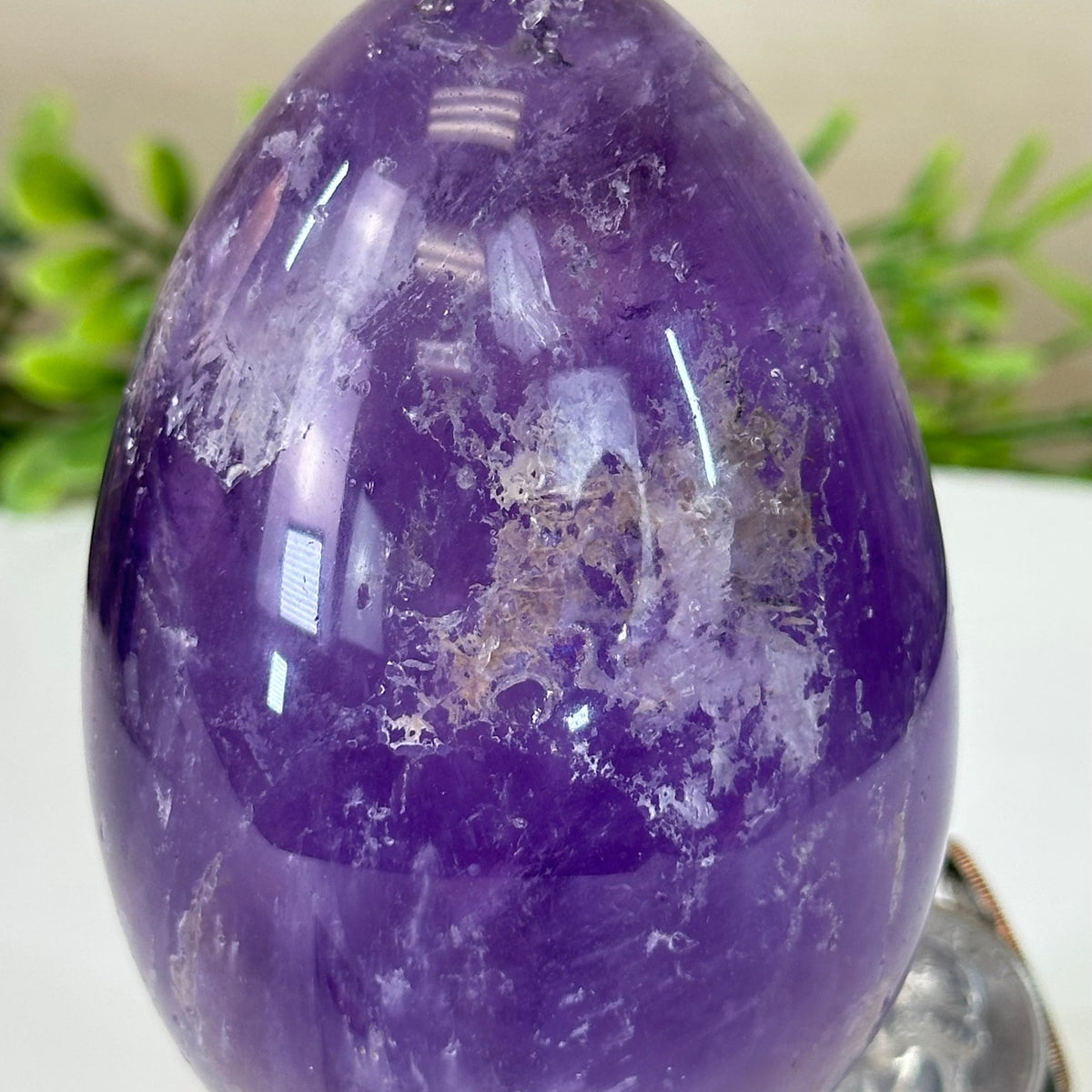 Extra Plus Polished Amethyst Egg w/ Acrylic Stand, 4.4” Tall #3995AM - 004 - Brazil GemsBrazil GemsExtra Plus Polished Amethyst Egg w/ Acrylic Stand, 4.4” Tall #3995AM - 004Freeform & Unique Shapes3995AM - 004