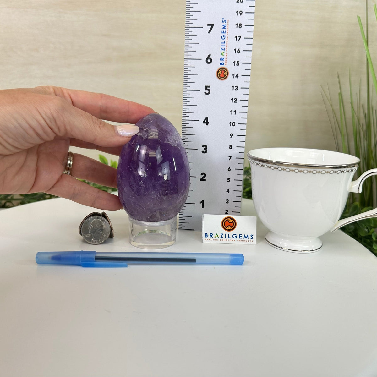 Extra Plus Polished Amethyst Egg w/ Acrylic Stand, 4.4” Tall #3995AM - 004 - Brazil GemsBrazil GemsExtra Plus Polished Amethyst Egg w/ Acrylic Stand, 4.4” Tall #3995AM - 004Freeform & Unique Shapes3995AM - 004