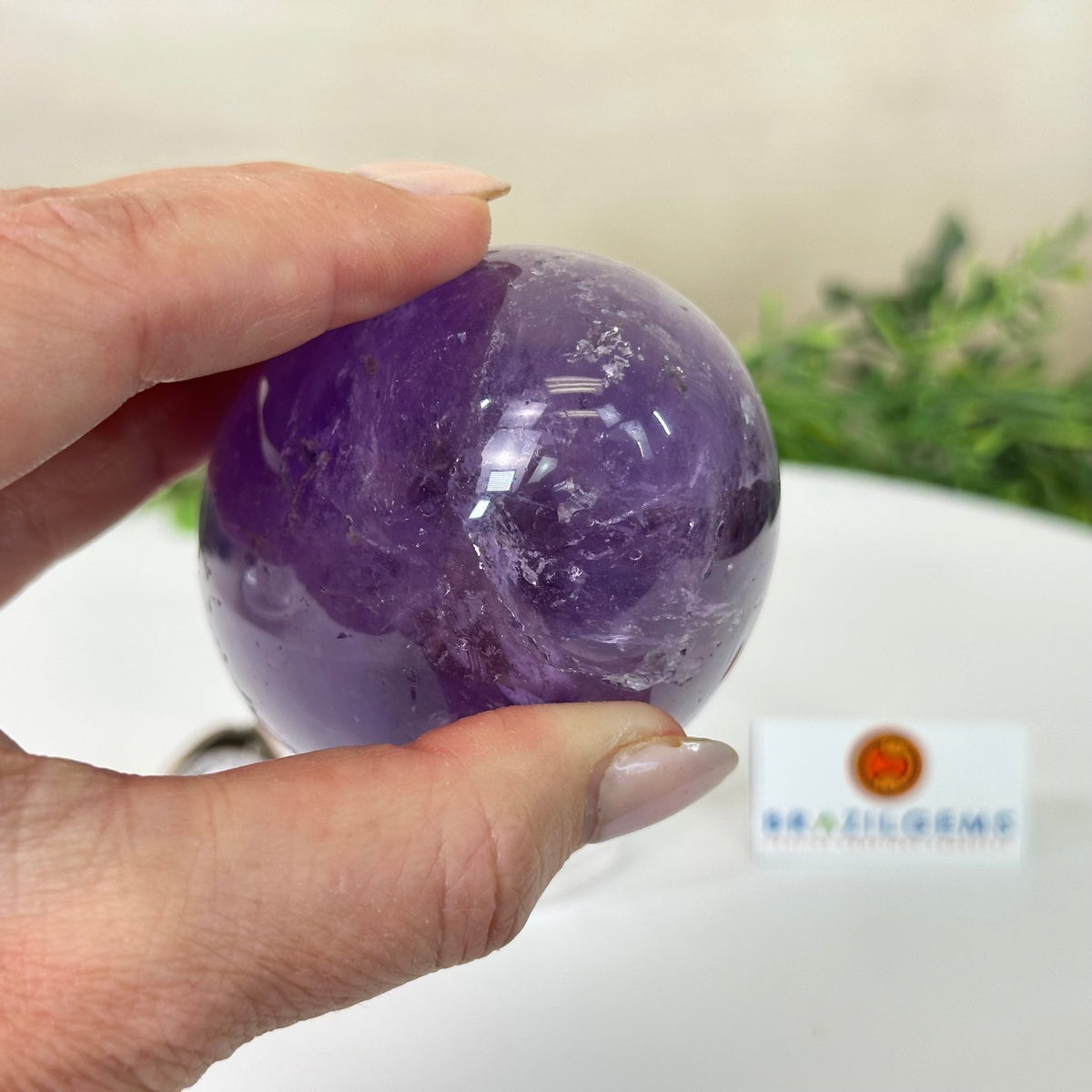 Extra Plus Polished Amethyst Egg w/ Acrylic Stand, 4.4” Tall #3995AM - 004 - Brazil GemsBrazil GemsExtra Plus Polished Amethyst Egg w/ Acrylic Stand, 4.4” Tall #3995AM - 004Freeform & Unique Shapes3995AM - 004