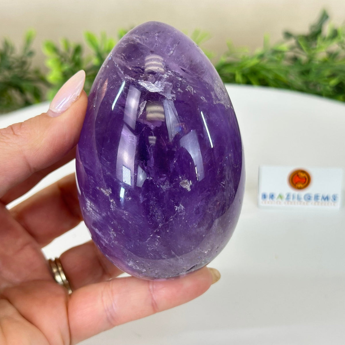 Extra Plus Polished Amethyst Egg w/ Acrylic Stand, 4.4” Tall #3995AM - 004 - Brazil GemsBrazil GemsExtra Plus Polished Amethyst Egg w/ Acrylic Stand, 4.4” Tall #3995AM - 004Freeform & Unique Shapes3995AM - 004