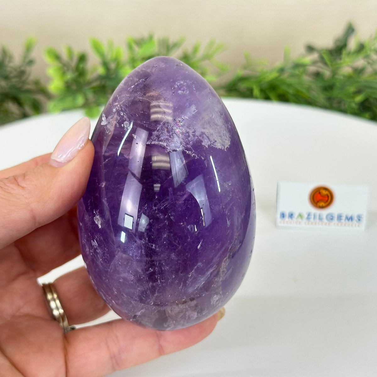 Extra Plus Polished Amethyst Egg w/ Acrylic Stand, 4.4” Tall #3995AM - 004 - Brazil GemsBrazil GemsExtra Plus Polished Amethyst Egg w/ Acrylic Stand, 4.4” Tall #3995AM - 004Freeform & Unique Shapes3995AM - 004