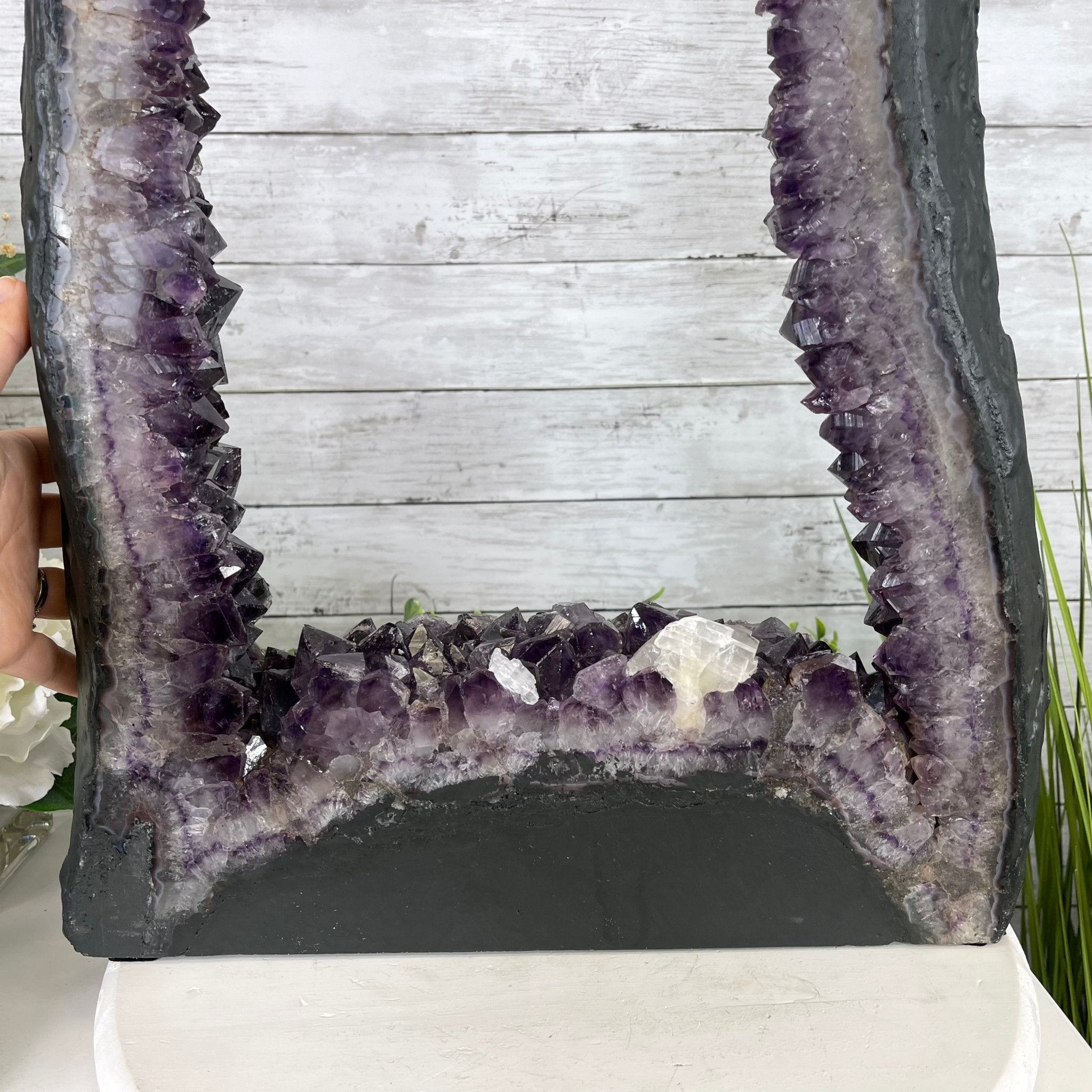 Extra Plus Quality 2-Sided Brazilian Amethyst Cathedral, 37.8 lbs, 22.5" tall, #5605-0073 by Brazil Gems - Brazil GemsBrazil GemsExtra Plus Quality 2-Sided Brazilian Amethyst Cathedral, 37.8 lbs, 22.5" tall, #5605-0073 by Brazil GemsOpen 2-Sided Cathedrals5605-0073