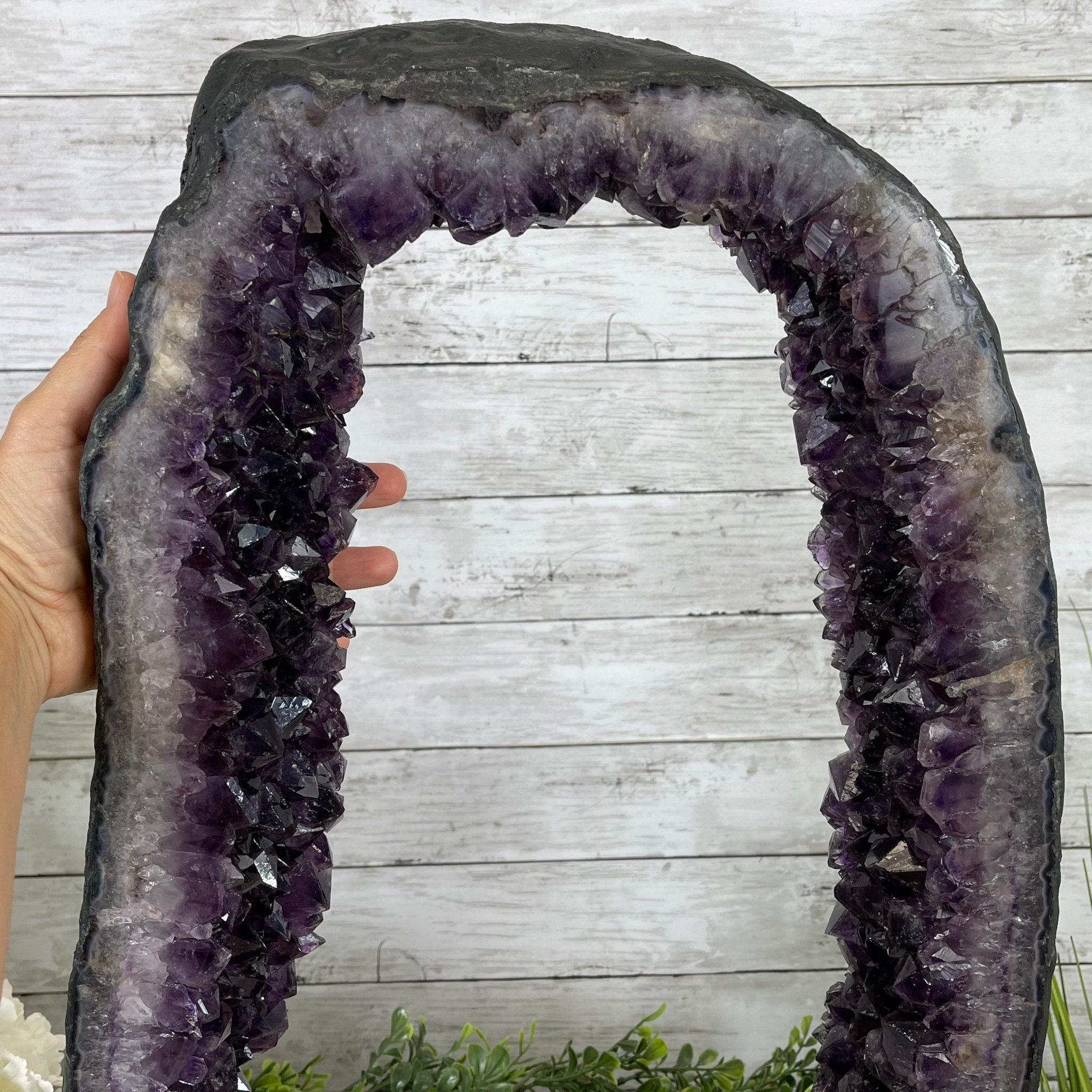 Extra Plus Quality 2-Sided Brazilian Amethyst Cathedral, 37.8 lbs, 22.5" tall, #5605-0073 by Brazil Gems - Brazil GemsBrazil GemsExtra Plus Quality 2-Sided Brazilian Amethyst Cathedral, 37.8 lbs, 22.5" tall, #5605-0073 by Brazil GemsOpen 2-Sided Cathedrals5605-0073