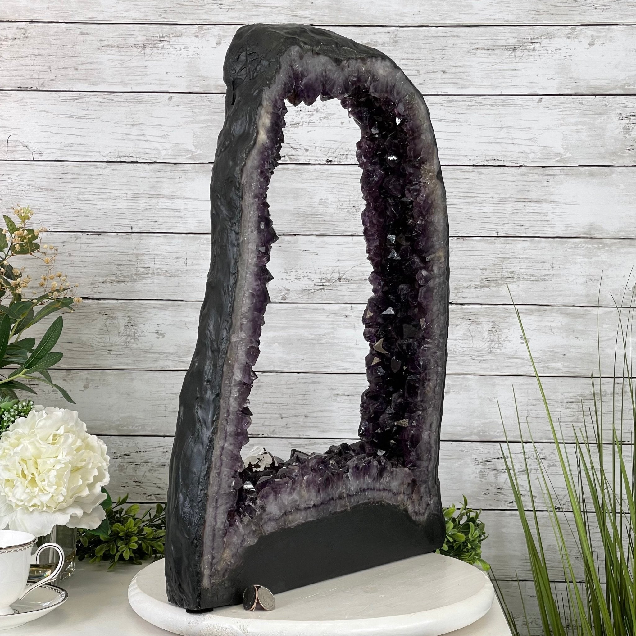 Extra Plus Quality 2-Sided Brazilian Amethyst Cathedral, 37.8 lbs, 22.5" tall, #5605-0073 by Brazil Gems - Brazil GemsBrazil GemsExtra Plus Quality 2-Sided Brazilian Amethyst Cathedral, 37.8 lbs, 22.5" tall, #5605-0073 by Brazil GemsOpen 2-Sided Cathedrals5605-0073