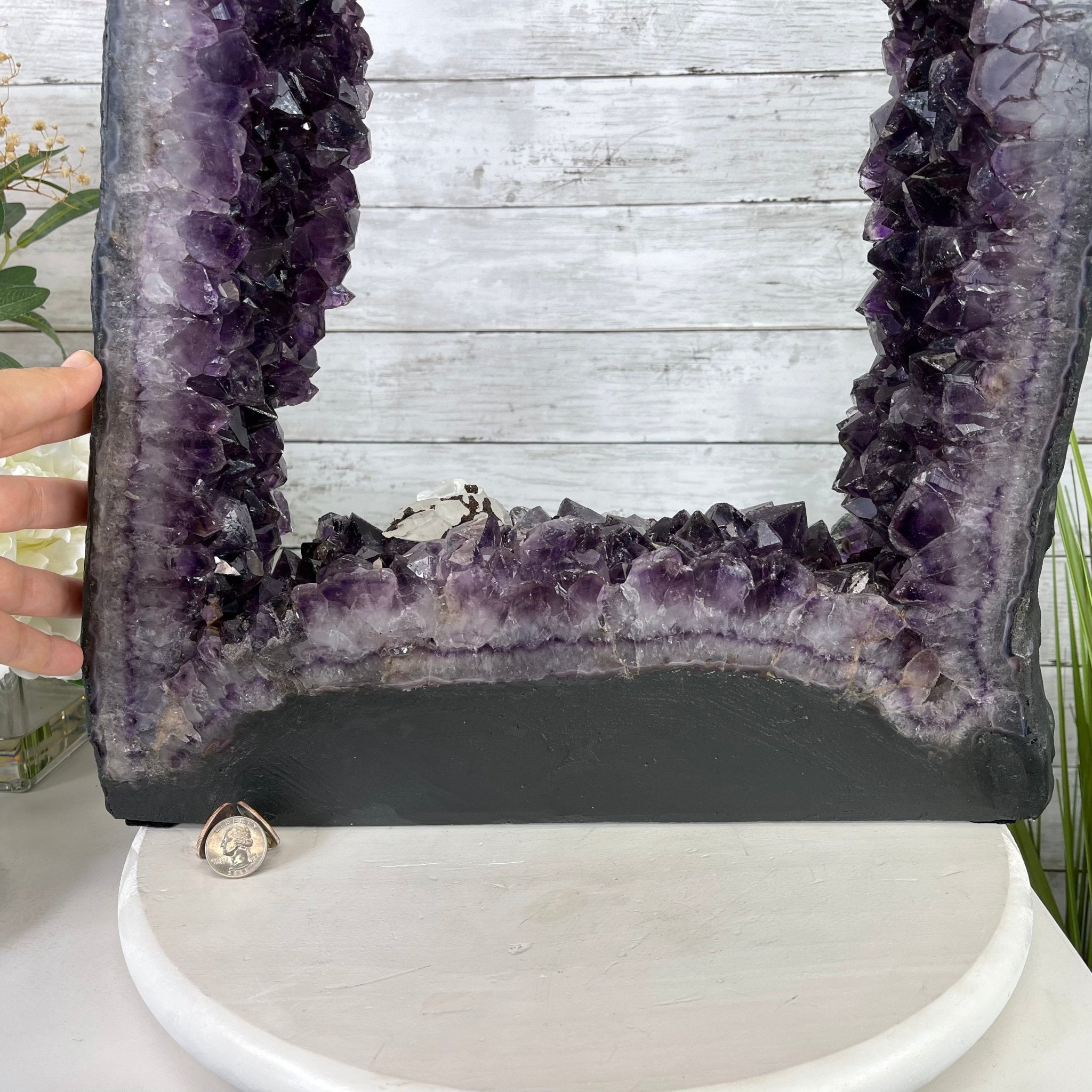Extra Plus Quality 2-Sided Brazilian Amethyst Cathedral, 37.8 lbs, 22.5" tall, #5605-0073 by Brazil Gems - Brazil GemsBrazil GemsExtra Plus Quality 2-Sided Brazilian Amethyst Cathedral, 37.8 lbs, 22.5" tall, #5605-0073 by Brazil GemsOpen 2-Sided Cathedrals5605-0073
