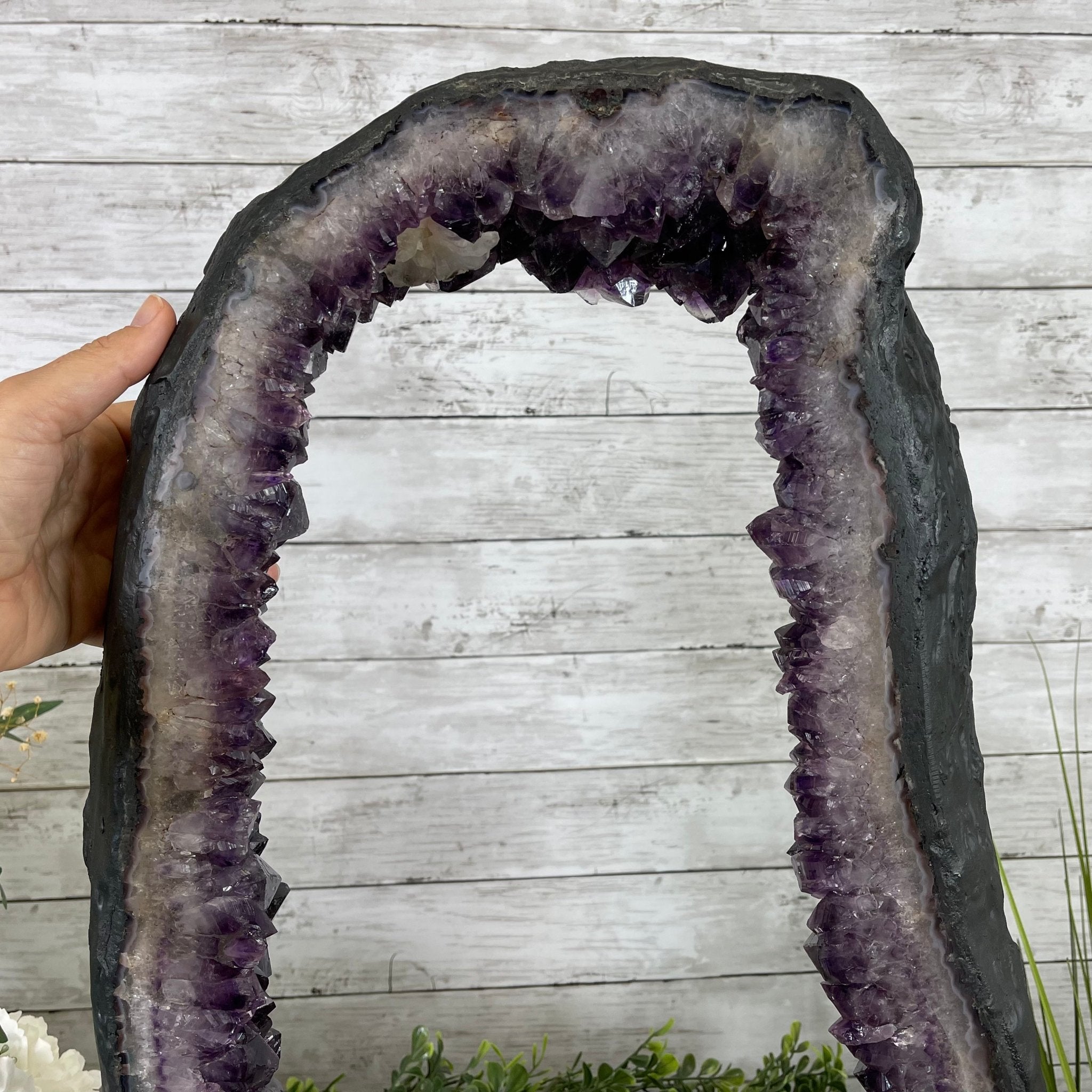 Extra Plus Quality 2-Sided Brazilian Amethyst Cathedral, 37.8 lbs, 22.5" tall, #5605-0073 by Brazil Gems - Brazil GemsBrazil GemsExtra Plus Quality 2-Sided Brazilian Amethyst Cathedral, 37.8 lbs, 22.5" tall, #5605-0073 by Brazil GemsOpen 2-Sided Cathedrals5605-0073