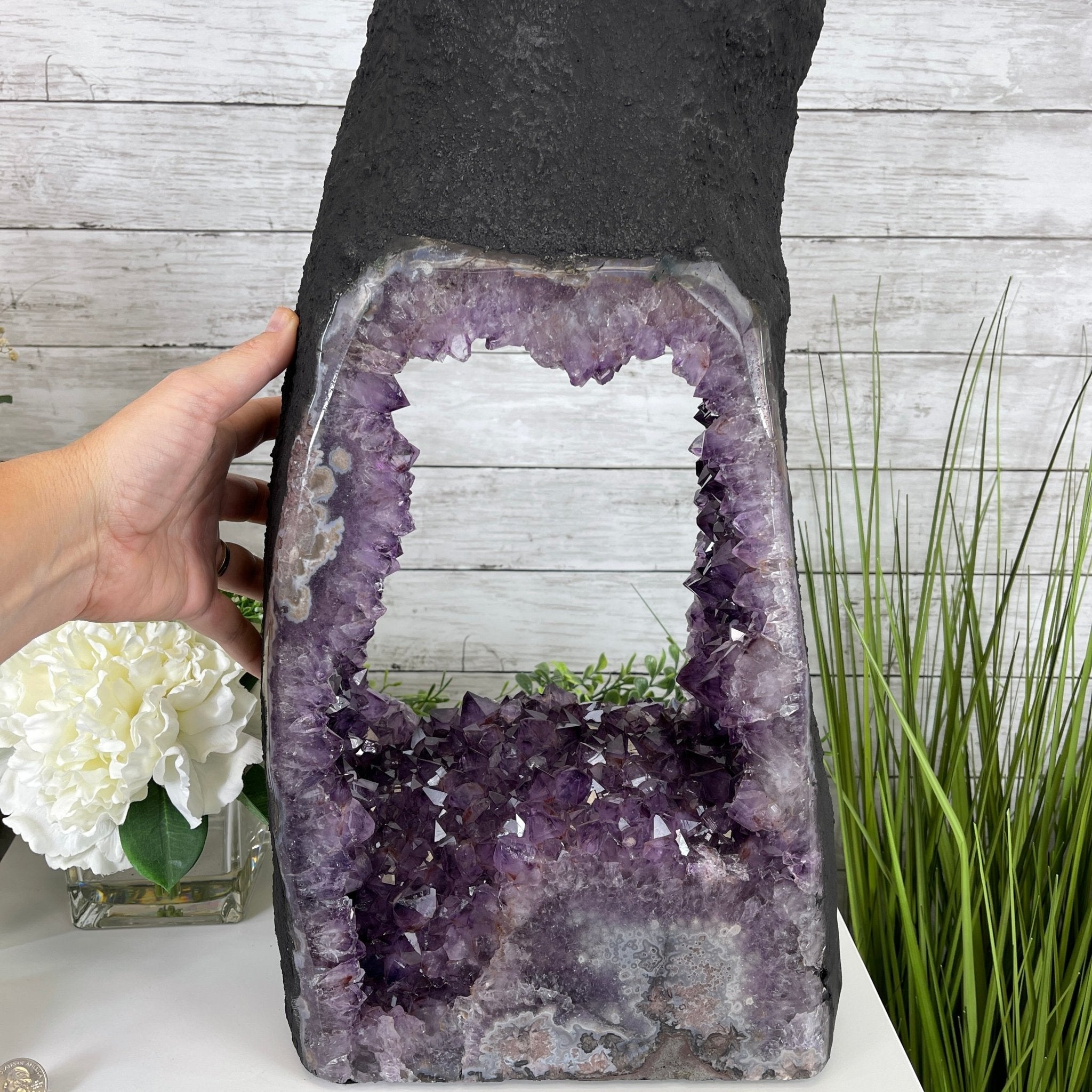 Extra Plus Quality 2-Sided Brazilian Amethyst Cathedral, 42 lbs, 22.5" tall, #5605-0060 by Brazil Gems - Brazil GemsBrazil GemsExtra Plus Quality 2-Sided Brazilian Amethyst Cathedral, 42 lbs, 22.5" tall, #5605-0060 by Brazil GemsOpen 2-Sided Cathedrals5605-0060