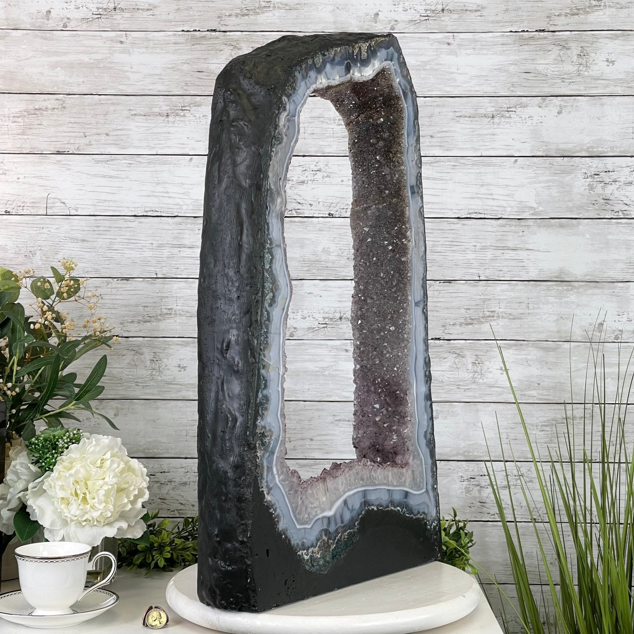 Extra Plus Quality 2-Sided Brazilian Amethyst Cathedral, 51.4 lbs, 26.25" tall, #5605-0074 by Brazil Gems - Brazil GemsBrazil GemsExtra Plus Quality 2-Sided Brazilian Amethyst Cathedral, 51.4 lbs, 26.25" tall, #5605-0074 by Brazil GemsOpen 2-Sided Cathedrals5605-0074