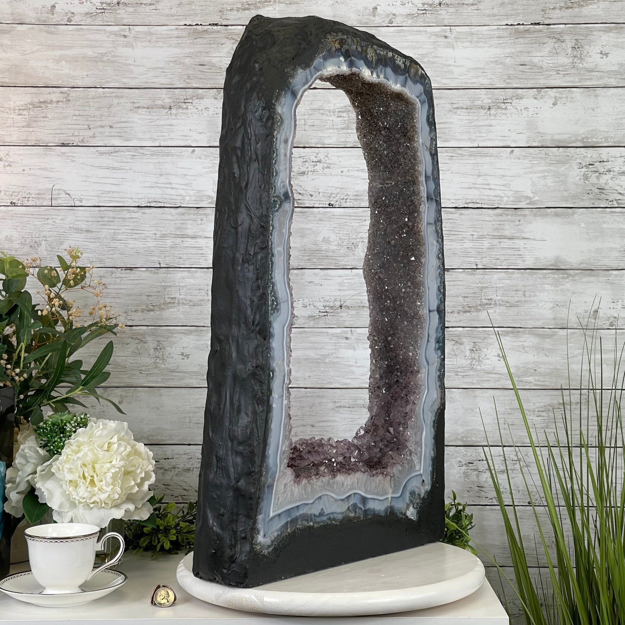 Extra Plus Quality 2-Sided Brazilian Amethyst Cathedral, 51.4 lbs, 26.25" tall, #5605-0074 by Brazil Gems - Brazil GemsBrazil GemsExtra Plus Quality 2-Sided Brazilian Amethyst Cathedral, 51.4 lbs, 26.25" tall, #5605-0074 by Brazil GemsOpen 2-Sided Cathedrals5605-0074