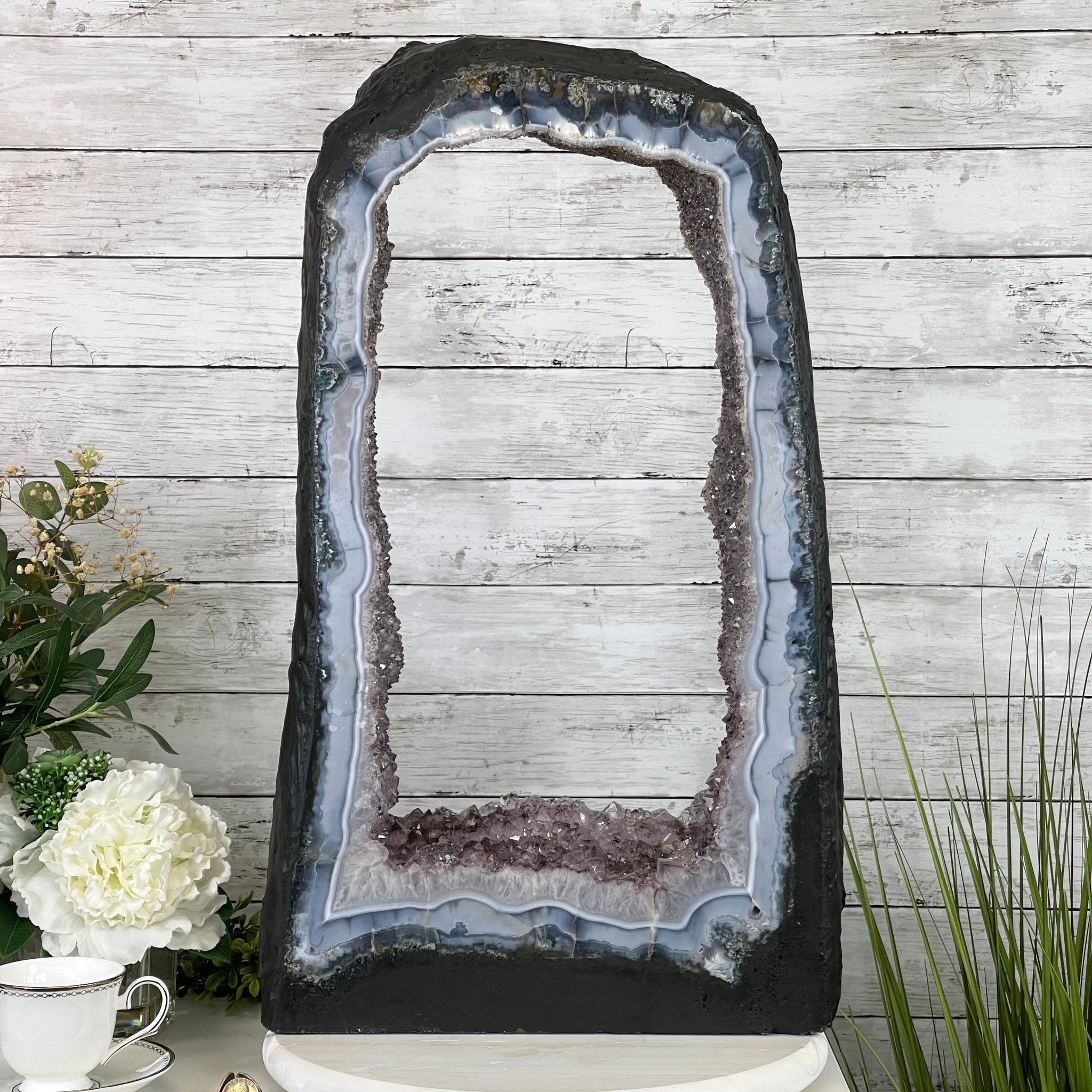 Extra Plus Quality 2-Sided Brazilian Amethyst Cathedral, 51.4 lbs, 26.25" tall, #5605-0074 by Brazil Gems - Brazil GemsBrazil GemsExtra Plus Quality 2-Sided Brazilian Amethyst Cathedral, 51.4 lbs, 26.25" tall, #5605-0074 by Brazil GemsOpen 2-Sided Cathedrals5605-0074