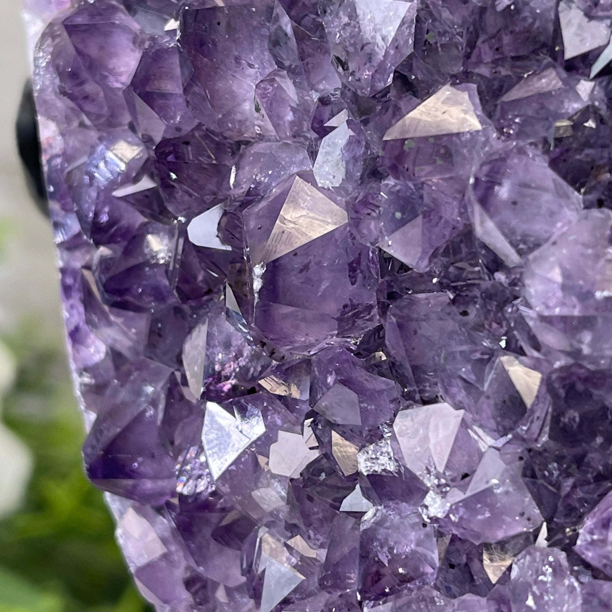 Extra Plus Quality Amethyst Druse Cluster on Metal Stand, 14.8 lbs & 13.25" tall #5491-0053 by Brazil Gems - Brazil GemsBrazil GemsExtra Plus Quality Amethyst Druse Cluster on Metal Stand, 14.8 lbs & 13.25" tall #5491-0053 by Brazil GemsClusters on Fixed Bases5491-0053
