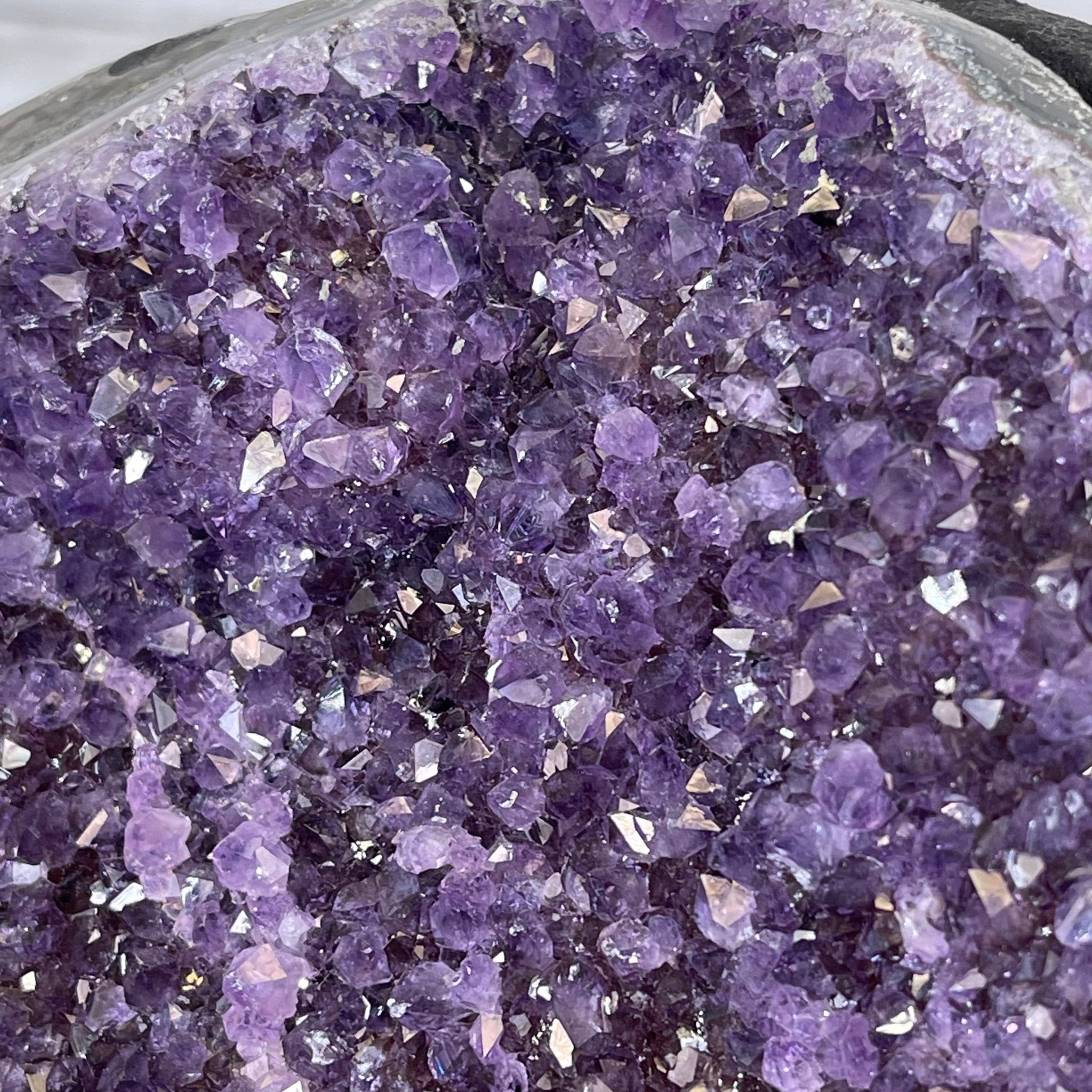 Extra Plus Quality Amethyst Druse Cluster on Metal Stand, 16.5 lbs & 12" tall #5491-0039 by Brazil Gems - Brazil GemsBrazil GemsExtra Plus Quality Amethyst Druse Cluster on Metal Stand, 16.5 lbs & 12" tall #5491-0039 by Brazil GemsClusters on Fixed Bases5491-0039