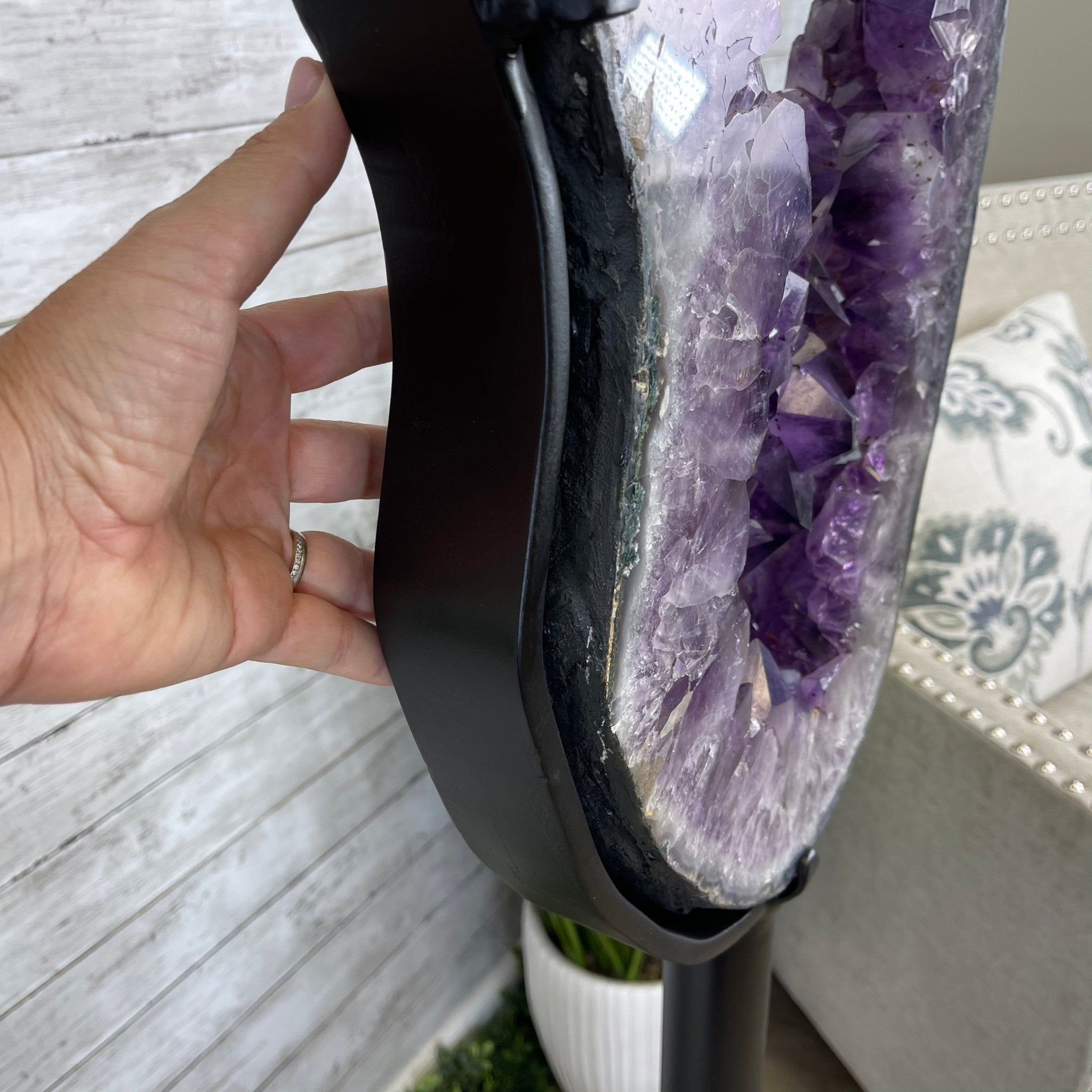 Extra Plus Quality Amethyst Druse Crystal Portal on a Stand, 85 lbs & 66.75" Tall Model #5606-0011 by Brazil Gems - Brazil GemsBrazil GemsExtra Plus Quality Amethyst Druse Crystal Portal on a Stand, 85 lbs & 66.75" Tall Model #5606-0011 by Brazil GemsPortals on Fixed Bases5606-0011
