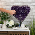 Extra Plus Quality Amethyst Heart Geode, metal stand, 57.9 lbs & 20.75" Tall #5463-0193 by Brazil Gems - Brazil GemsBrazil GemsExtra Plus Quality Amethyst Heart Geode, metal stand, 57.9 lbs & 20.75" Tall #5463-0193 by Brazil GemsHearts5463-0193