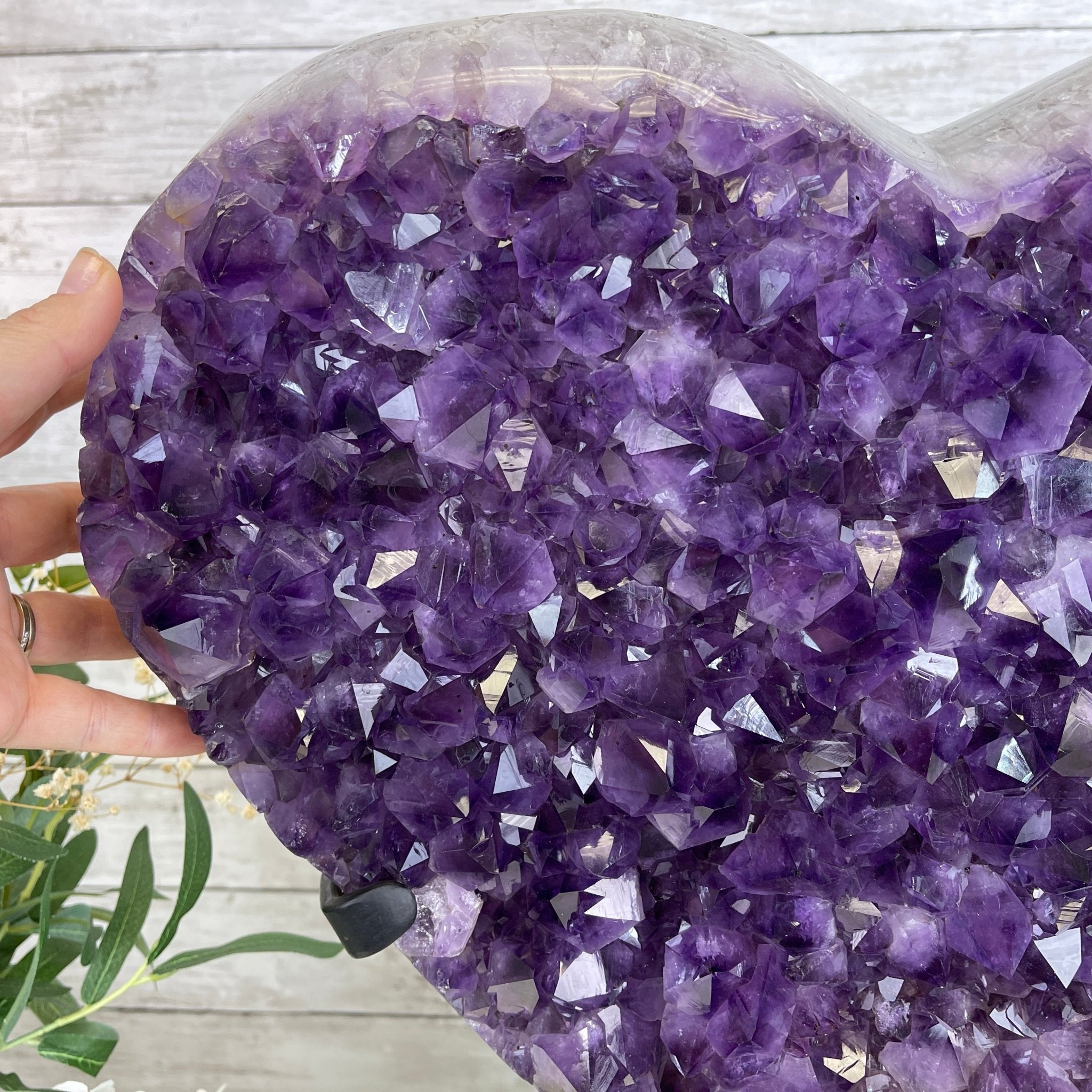 Extra Plus Quality Amethyst Heart Geode, metal stand, 57.9 lbs & 20.75" Tall #5463-0193 by Brazil Gems - Brazil GemsBrazil GemsExtra Plus Quality Amethyst Heart Geode, metal stand, 57.9 lbs & 20.75" Tall #5463-0193 by Brazil GemsHearts5463-0193