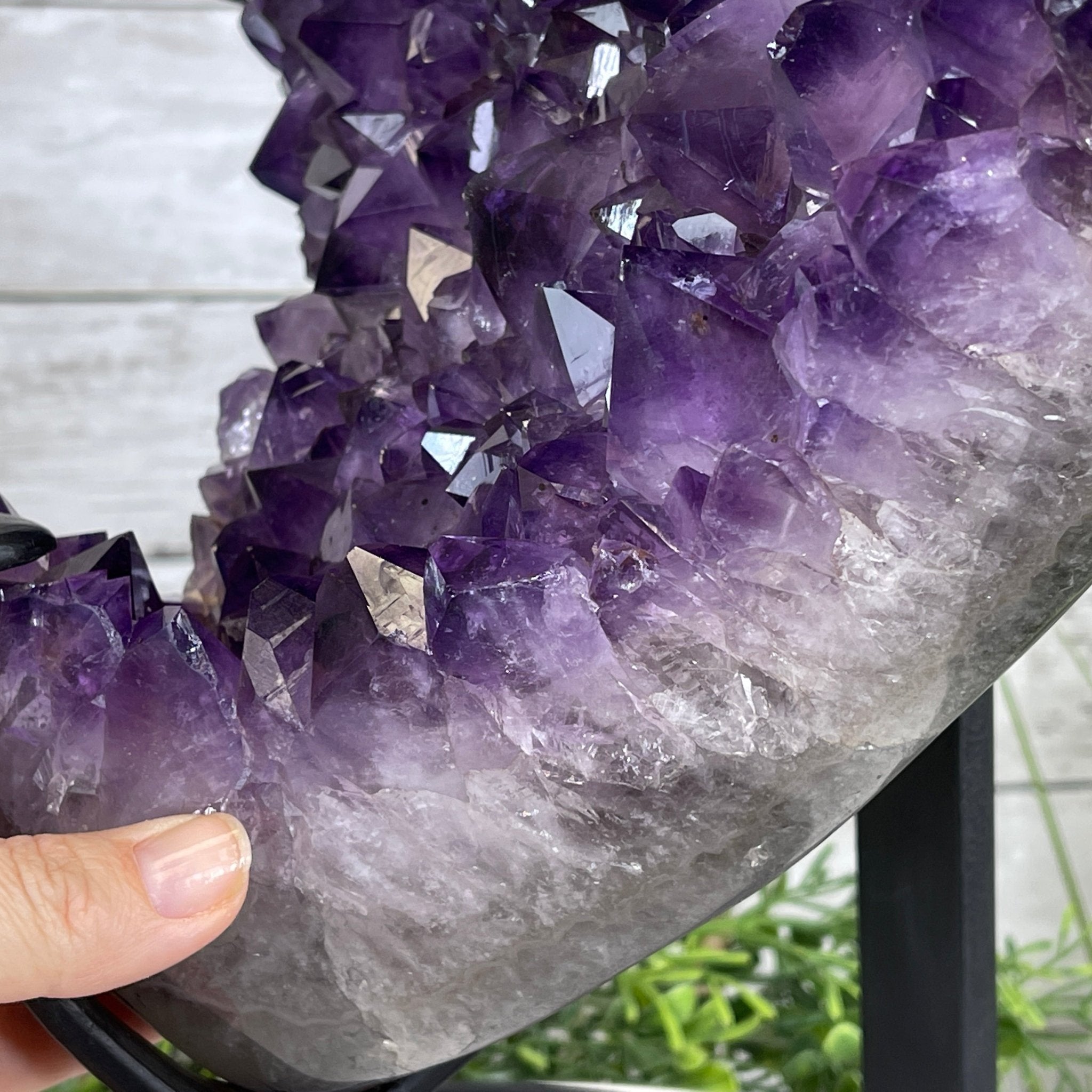 Extra Plus Quality Amethyst Heart Geode, metal stand, 57.9 lbs & 20.75" Tall #5463-0193 by Brazil Gems - Brazil GemsBrazil GemsExtra Plus Quality Amethyst Heart Geode, metal stand, 57.9 lbs & 20.75" Tall #5463-0193 by Brazil GemsHearts5463-0193