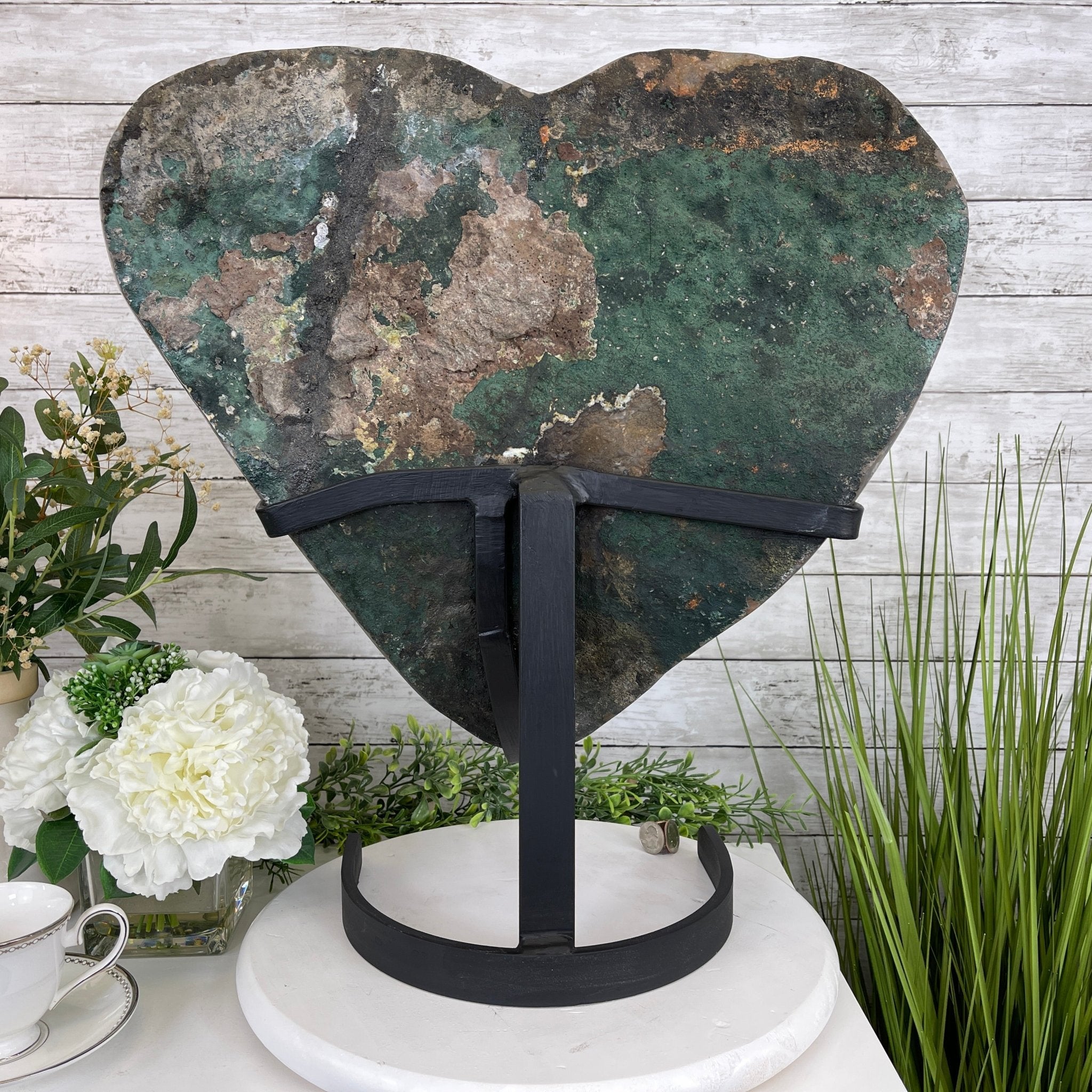 Extra Plus Quality Amethyst Heart Geode, metal stand, 57.9 lbs & 20.75" Tall #5463-0193 by Brazil Gems - Brazil GemsBrazil GemsExtra Plus Quality Amethyst Heart Geode, metal stand, 57.9 lbs & 20.75" Tall #5463-0193 by Brazil GemsHearts5463-0193