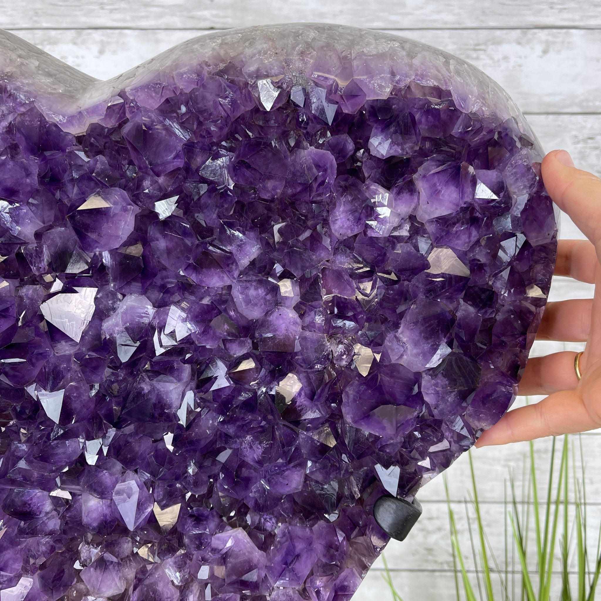 Extra Plus Quality Amethyst Heart Geode, metal stand, 57.9 lbs & 20.75" Tall #5463-0193 by Brazil Gems - Brazil GemsBrazil GemsExtra Plus Quality Amethyst Heart Geode, metal stand, 57.9 lbs & 20.75" Tall #5463-0193 by Brazil GemsHearts5463-0193