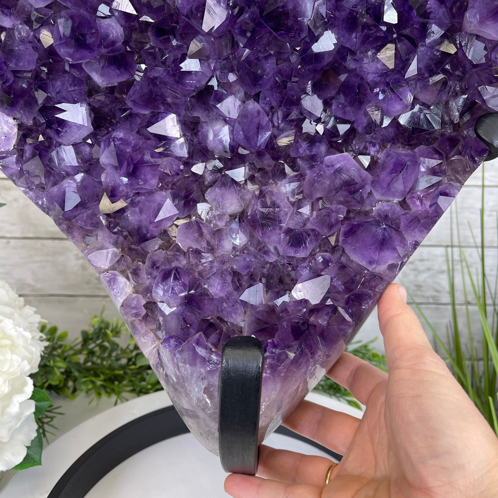 Extra Plus Quality Amethyst Heart Geode, metal stand, 57.9 lbs & 20.75" Tall #5463-0193 by Brazil Gems - Brazil GemsBrazil GemsExtra Plus Quality Amethyst Heart Geode, metal stand, 57.9 lbs & 20.75" Tall #5463-0193 by Brazil GemsHearts5463-0193