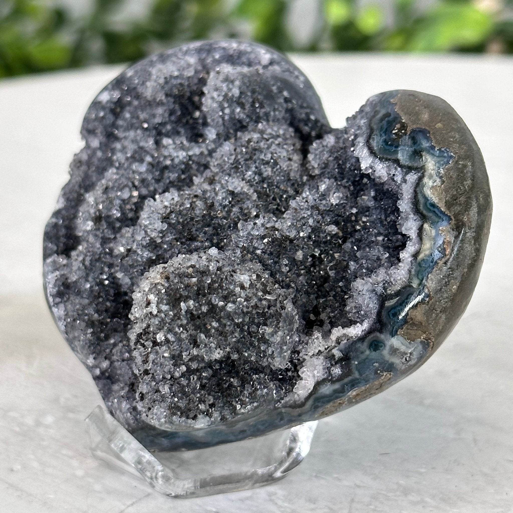 Extra Plus Quality Amethyst Heart Geode on an Acrylic Stand, 0.29 lbs & 2.1" Tall #5462-0024 by Brazil Gems - Brazil GemsBrazil GemsExtra Plus Quality Amethyst Heart Geode on an Acrylic Stand, 0.29 lbs & 2.1" Tall #5462-0024 by Brazil GemsHearts5462-0024