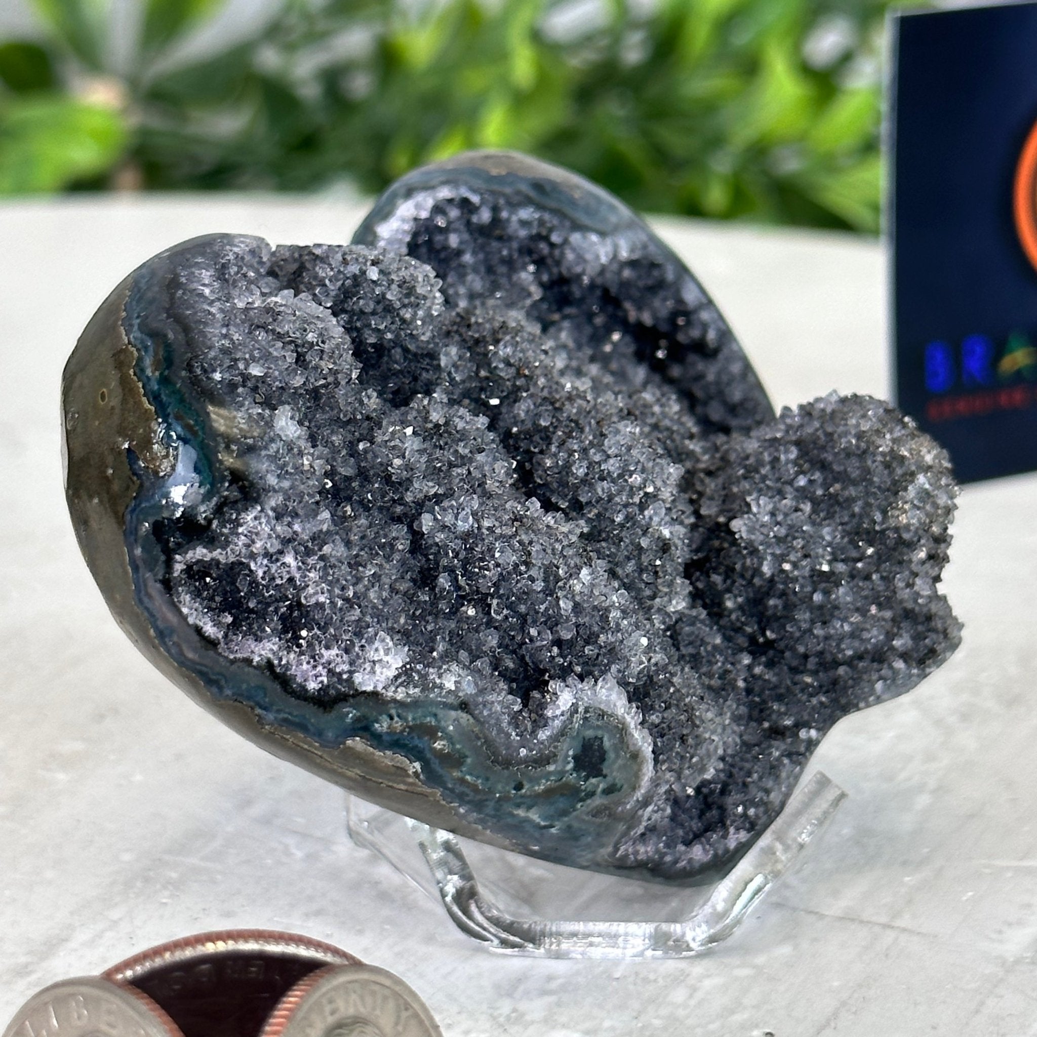 Extra Plus Quality Amethyst Heart Geode on an Acrylic Stand, 0.29 lbs & 2.1" Tall #5462-0024 by Brazil Gems - Brazil GemsBrazil GemsExtra Plus Quality Amethyst Heart Geode on an Acrylic Stand, 0.29 lbs & 2.1" Tall #5462-0024 by Brazil GemsHearts5462-0024