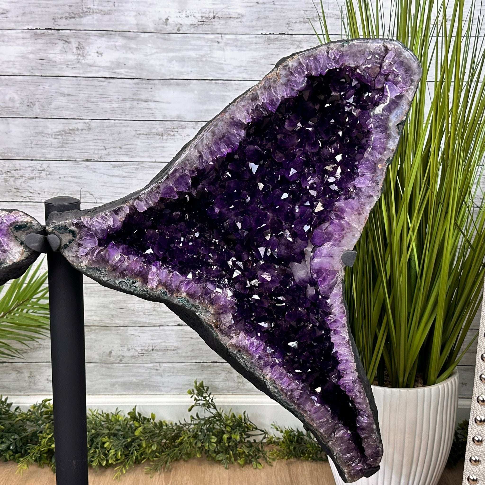 Extra Plus Quality Amethyst Wings on a Metal Stand, 174.2 lbs, 34.75" Tall #5493-0036 - Brazil GemsBrazil GemsExtra Plus Quality Amethyst Wings on a Metal Stand, 174.2 lbs, 34.75" Tall #5493-0036Amethyst Butterfly Wings5493-0036