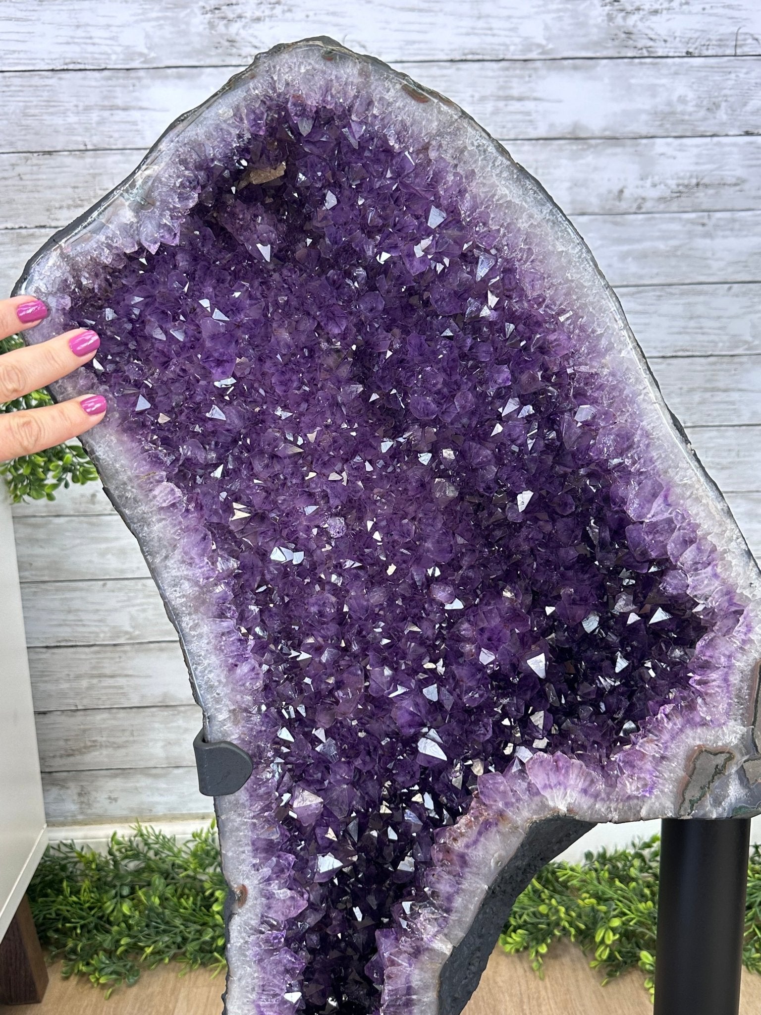 Extra Plus Quality Amethyst Wings on a Metal Stand, 178 lbs, 36" Tall #5493-0040 - Brazil GemsBrazil GemsExtra Plus Quality Amethyst Wings on a Metal Stand, 178 lbs, 36" Tall #5493-0040Amethyst Butterfly Wings5493-0040