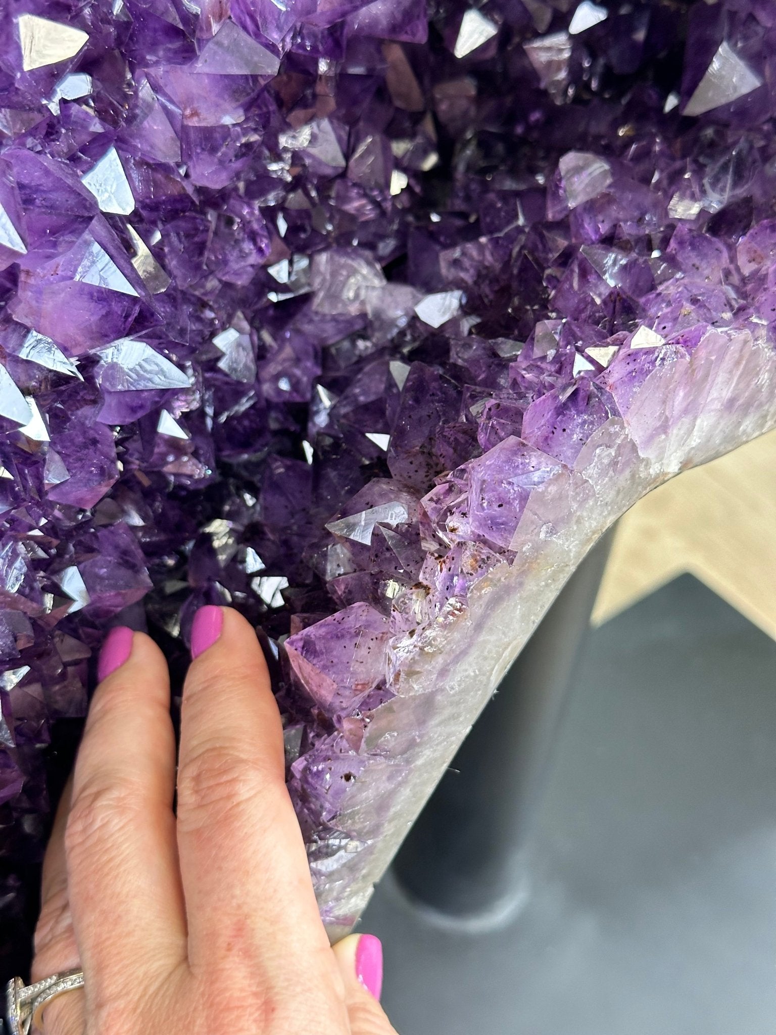 Extra Plus Quality Amethyst Wings on a Metal Stand, 178 lbs, 36" Tall #5493-0040 - Brazil GemsBrazil GemsExtra Plus Quality Amethyst Wings on a Metal Stand, 178 lbs, 36" Tall #5493-0040Amethyst Butterfly Wings5493-0040