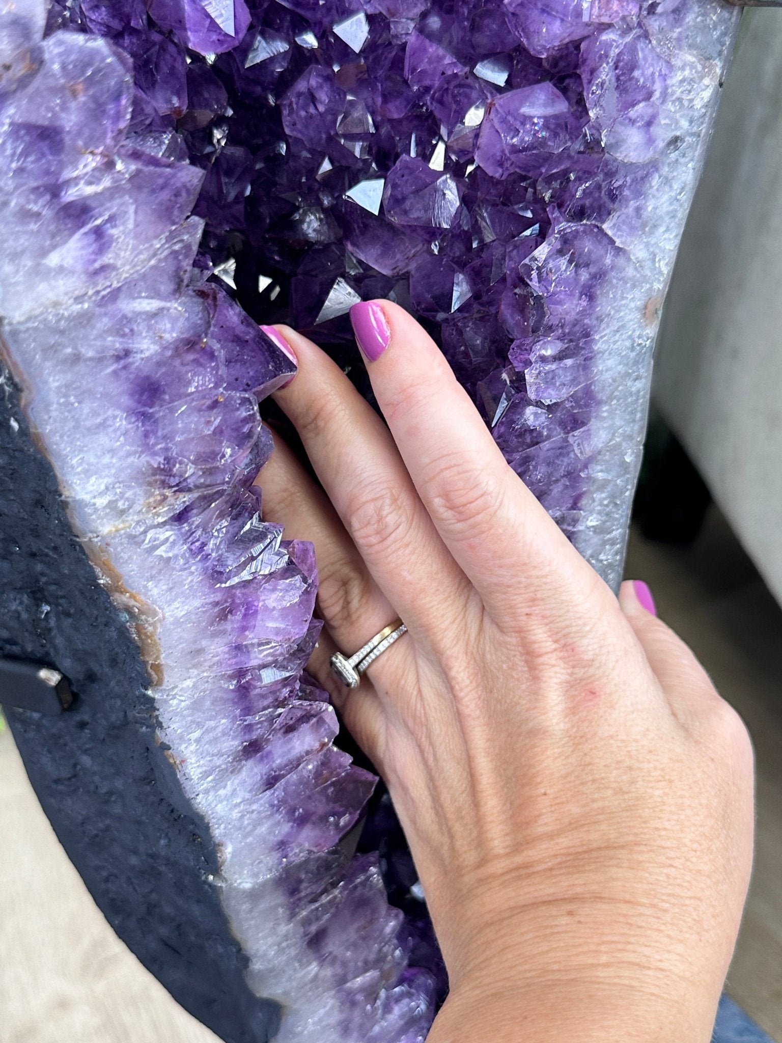 Extra Plus Quality Amethyst Wings on a Metal Stand, 178 lbs, 36" Tall #5493-0040 - Brazil GemsBrazil GemsExtra Plus Quality Amethyst Wings on a Metal Stand, 178 lbs, 36" Tall #5493-0040Amethyst Butterfly Wings5493-0040