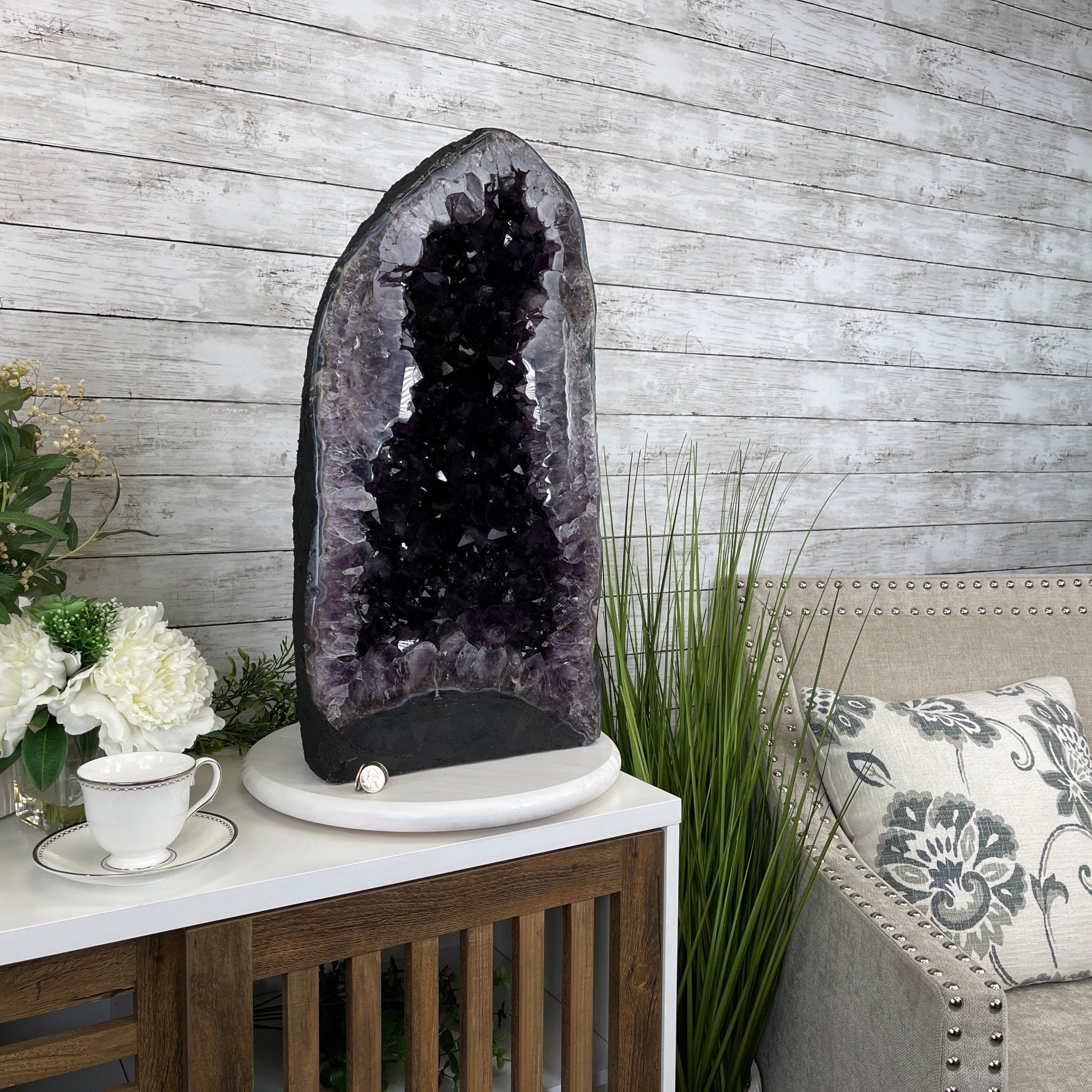 Extra Plus Quality Brazilian Amethyst Cathedral, 105.8 lbs & 23.75” tall Model #5601-0541 by Brazil Gems - Brazil GemsBrazil GemsExtra Plus Quality Brazilian Amethyst Cathedral, 105.8 lbs & 23.75” tall Model #5601-0541 by Brazil GemsCathedrals5601-0541